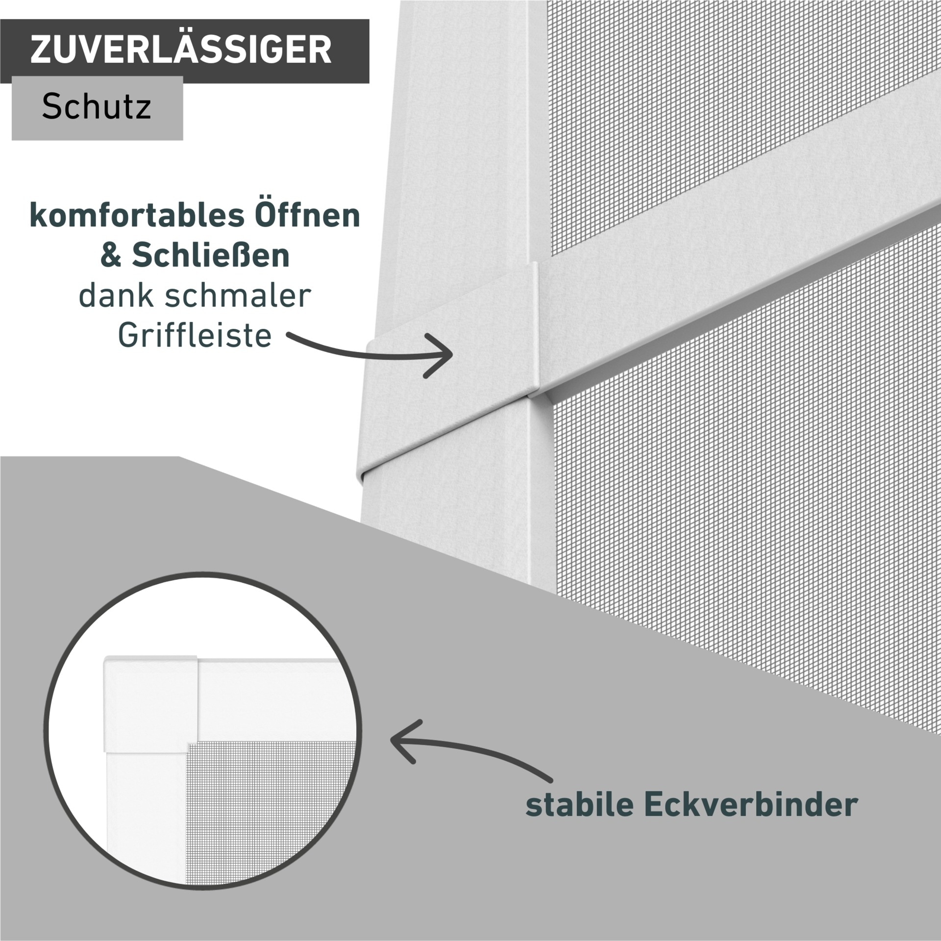 Windhager Insektenschutz-Tür »Basic für Balkon- und Terrassentüren, Fliegengitter Alu Rahmentür« Packung, 1 Stk. tlg. Insektenschutz zum bohren, Schwingtür 100 x 210, weiß