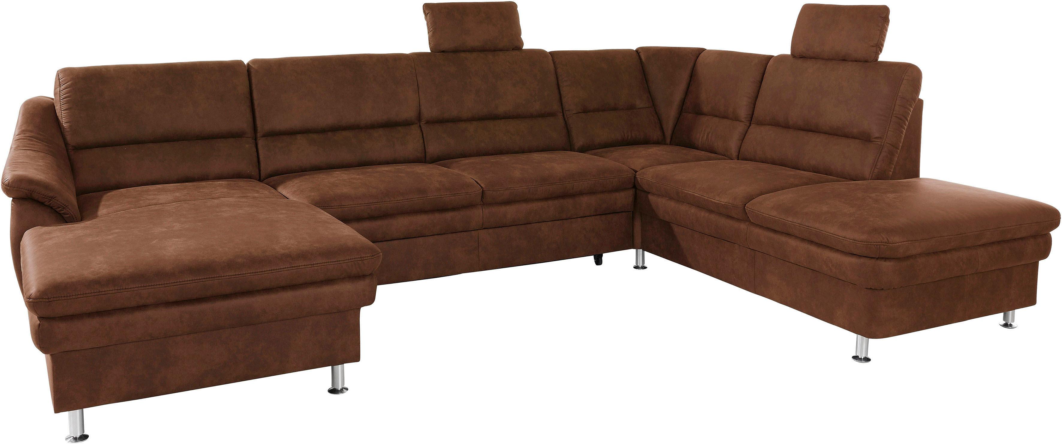 sit&more Wohnlandschaft "Cardoso, U-Form, B: 324 cm, Bettfunktion und Relaxfunktion optional" 2 Kopfstützen inklusive, Federkern, komfortable Sitzhöhe 47 cm