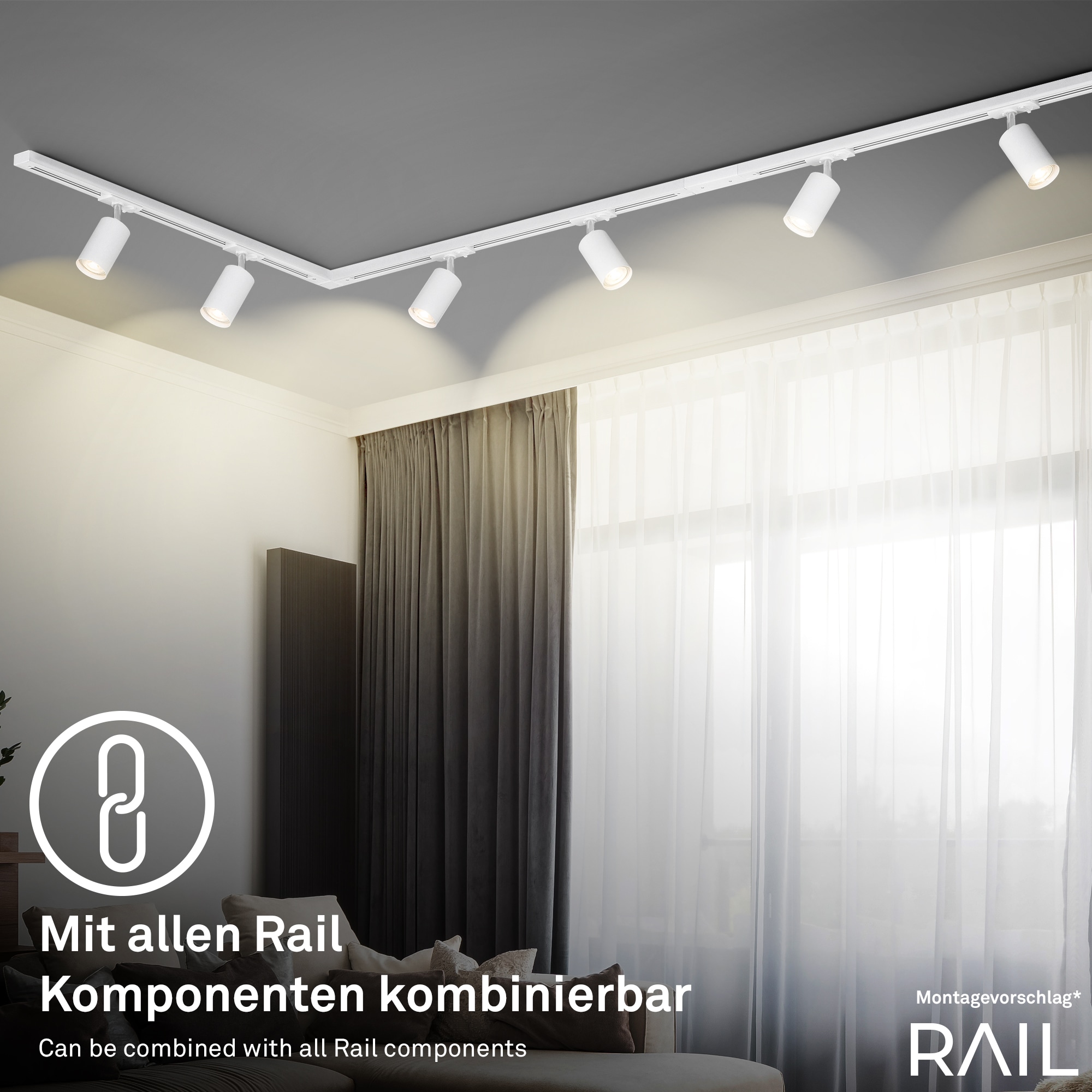 Briloner Leuchten Schienensystem-Leuchten »RAIL« LED-Board 1 Stk. LED Pendelleuchte 80x1500mm Weiß 5,5W Schienensystem Rail Küche