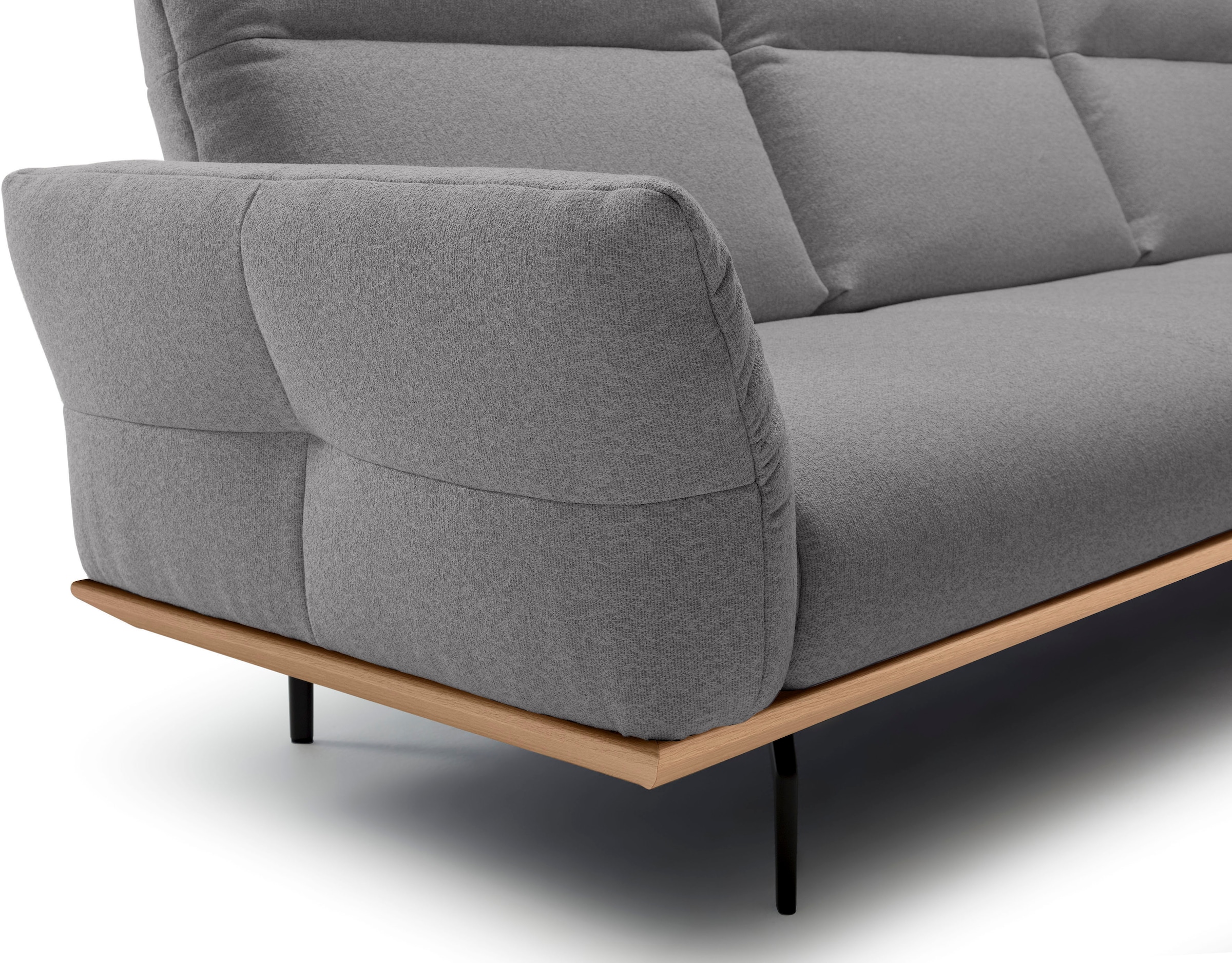 Creation BY ROLF BENZ Ecksofa »CR.460 Designsofa mit verstellbarer Rückenlehne, hochwertig & bequem« Sockel in Eiche, Alugussfüße in umbragrau, Breite 298 cm