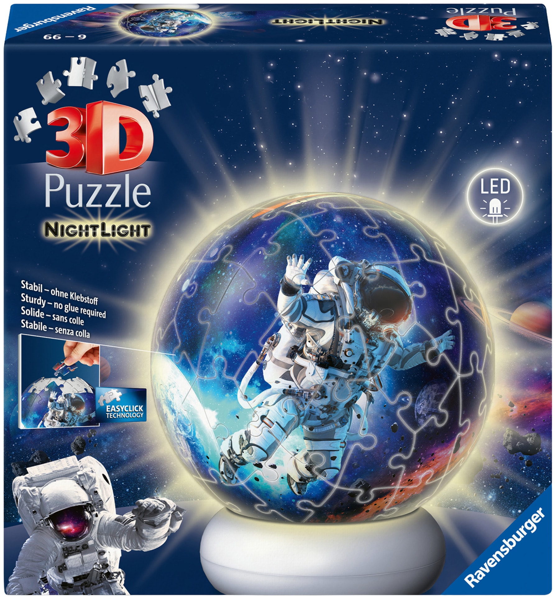 Ravensburger Puzzleball »Nachtlicht Astronauten« beleuchtet
