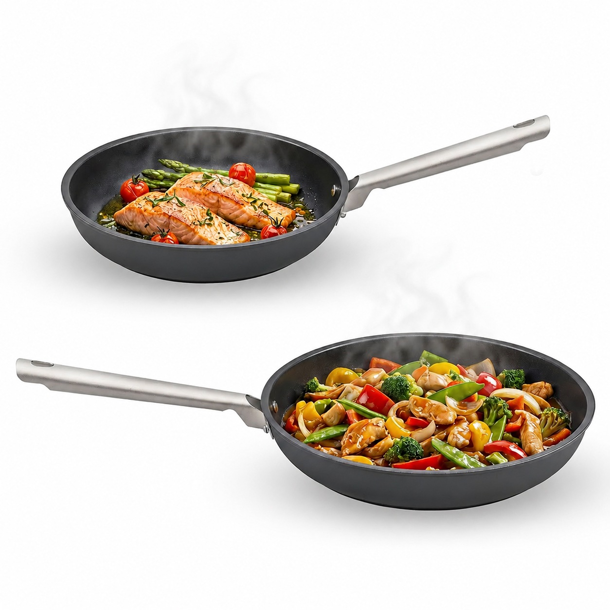 Cosy & Trendy Pfannen-Set "Ecodura Bratpfannenset Ø 24 + Ø 28 cm" Aluminium Set, 1x Bratpfanne Ø 24 cm, 1x Bratpfanne Ø 28 cm, 2 tlg. Keramikbeschichtung und Aluminiumgriffe, für alle Herdarten
