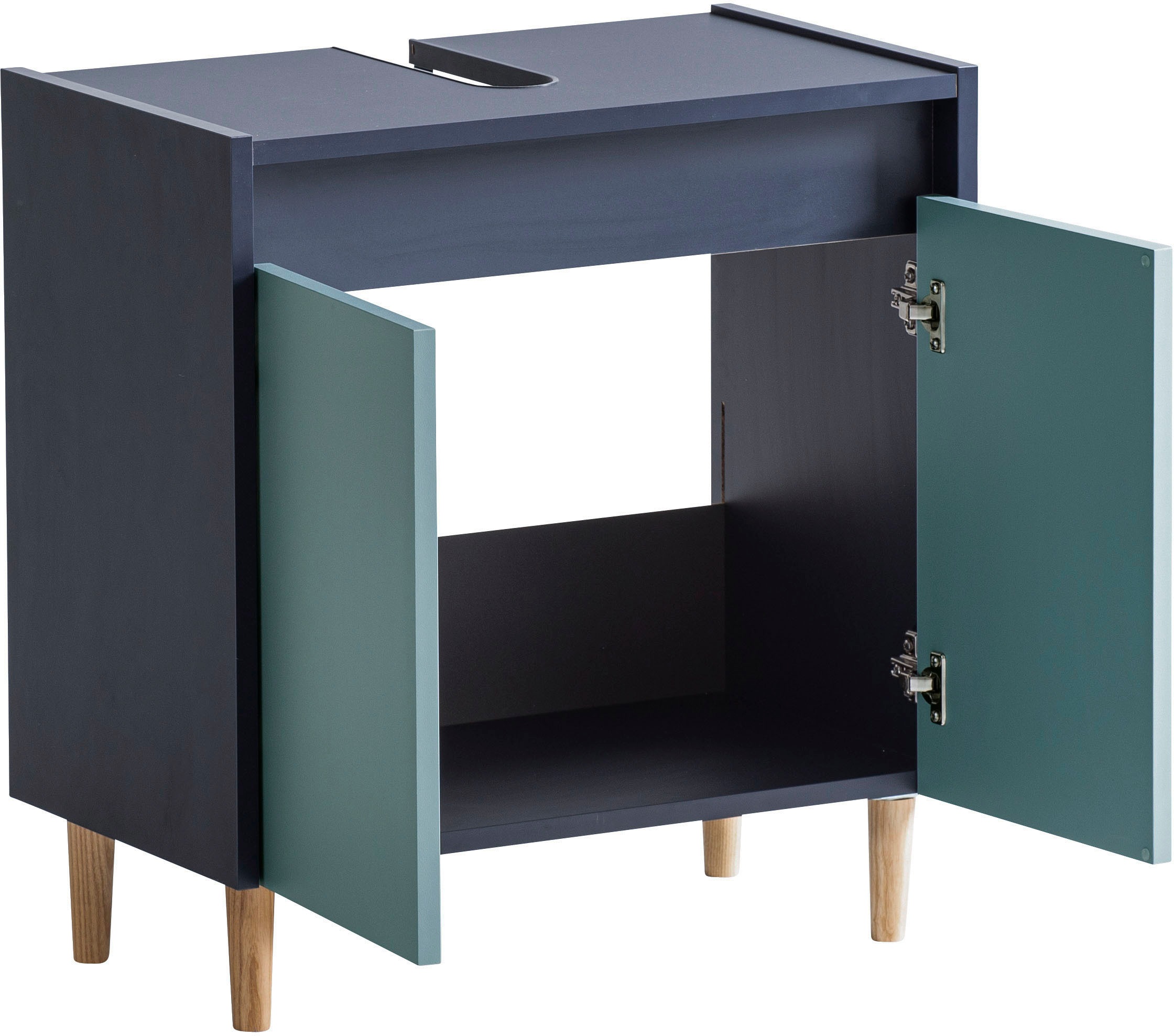 Thumbnail - welltime Waschbeckenunterschrank "Lovis, Breite 56 cm" Metallbeschläge, Möbelfüße aus Massivholz