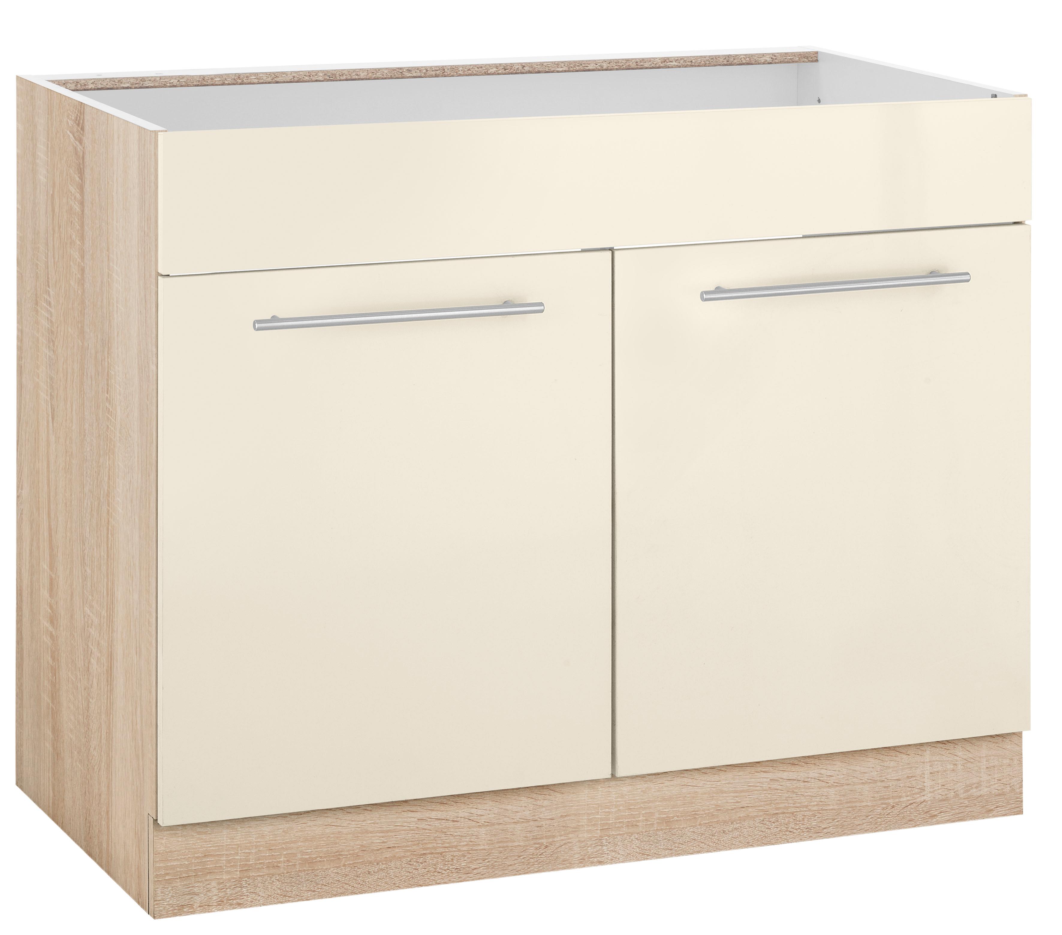 wiho Küchen Spülenschrank "Flexi2, Breite: 100 cm, Soft-Close bei der Tür" oben feste Blende