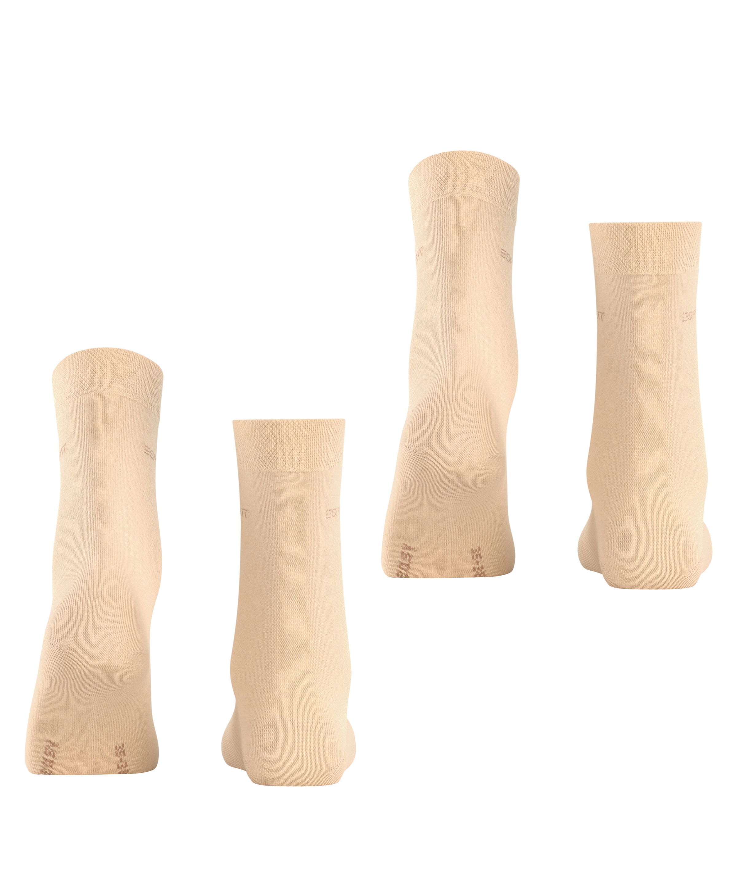 Esprit Socken »Basic Easy« 2 Paar, 2 Paar tlg. ohne einschneidendes Bündchen, Basic-Socke, Uni-Strümpfe atmungsaktiv