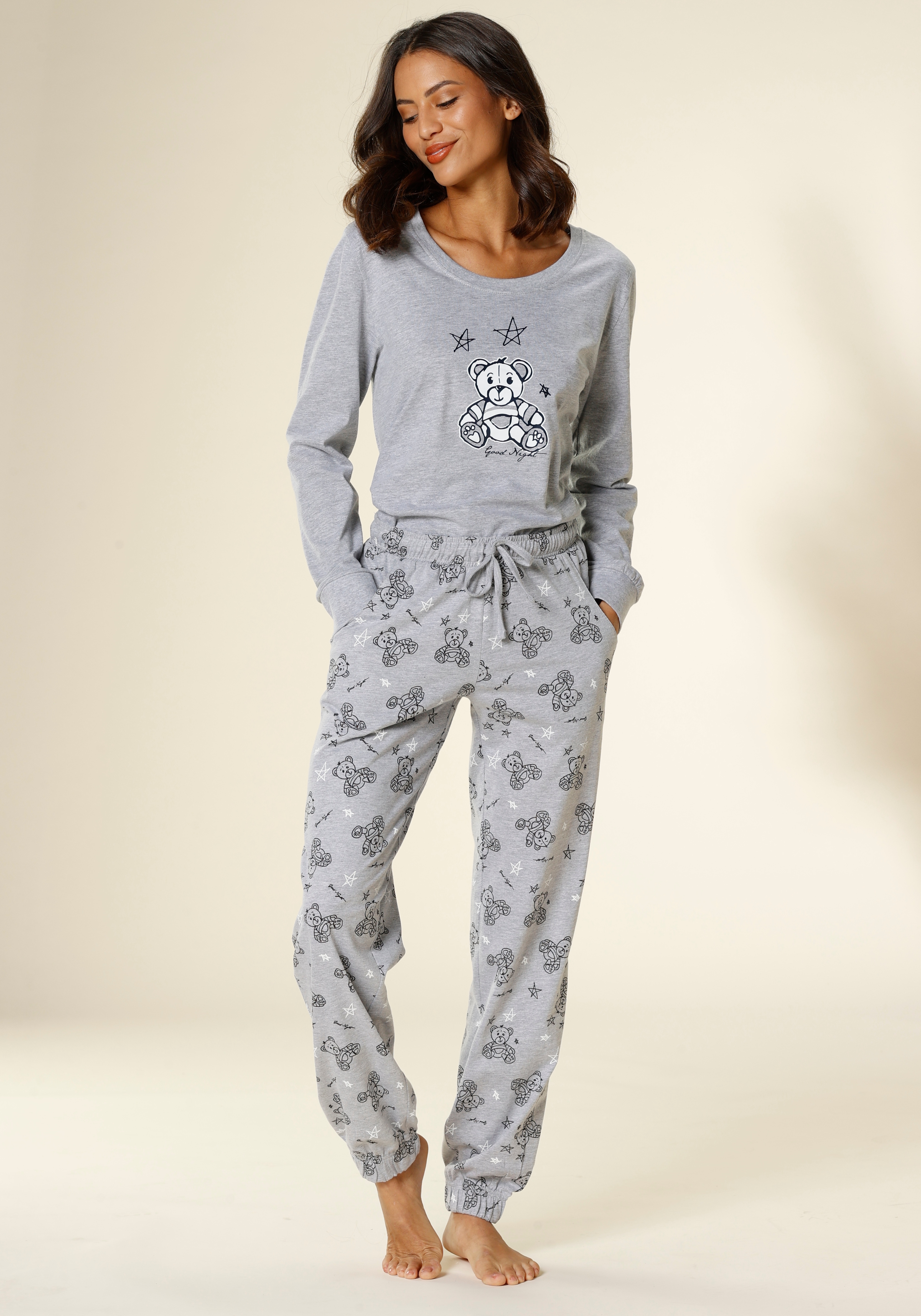 Vivance Dreams by Lascana Pyjama Set, 2 tlg. mit süßem Bärchen-Druck