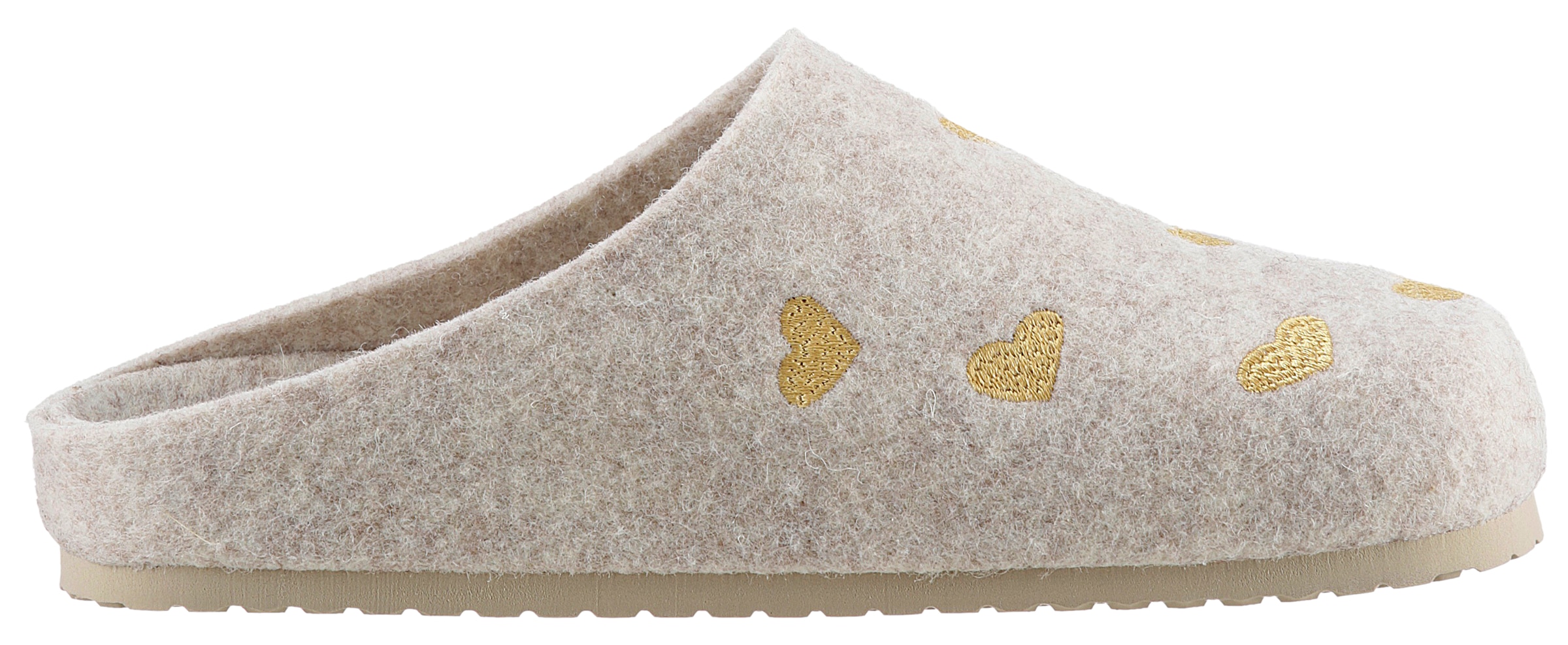 BIO Life Clog »Panal«, Hausschuh, Homeslipper mit Herzchen-Stickerei