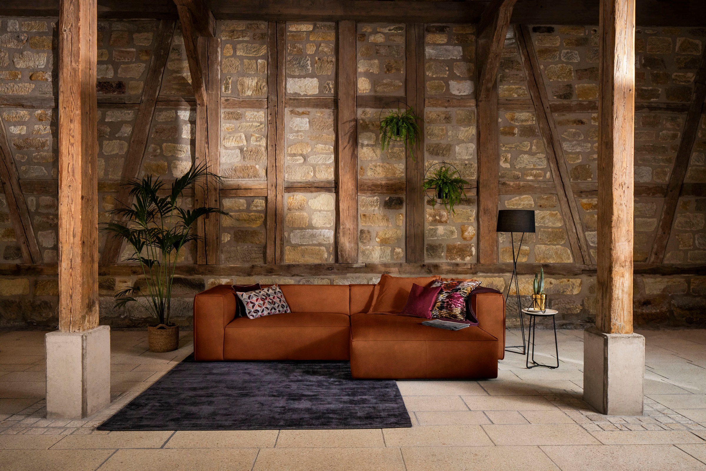W.SCHILLIG Ecksofa »around-the-block«, (Spar-Set), inklusive Hocker, mit eleganter Biese, mit Federkern