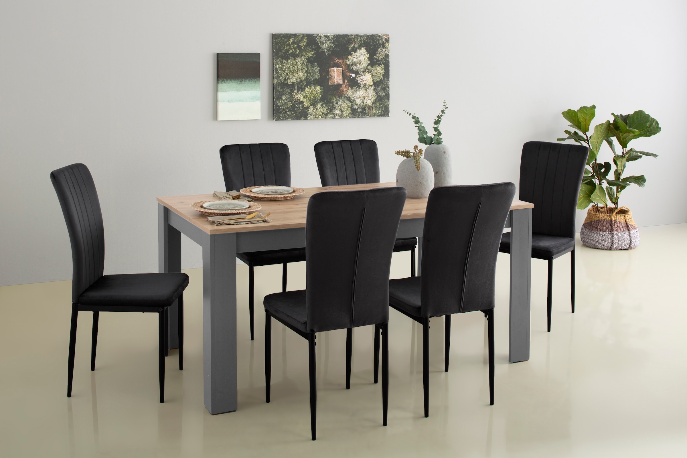 Home affaire Essgruppe »Bergamo Tisch Stühle Speisezimmer Bestseller«, (Set, 7 tlg.), moderne 7-tlg Tischgruppe, Unser Bestpreis