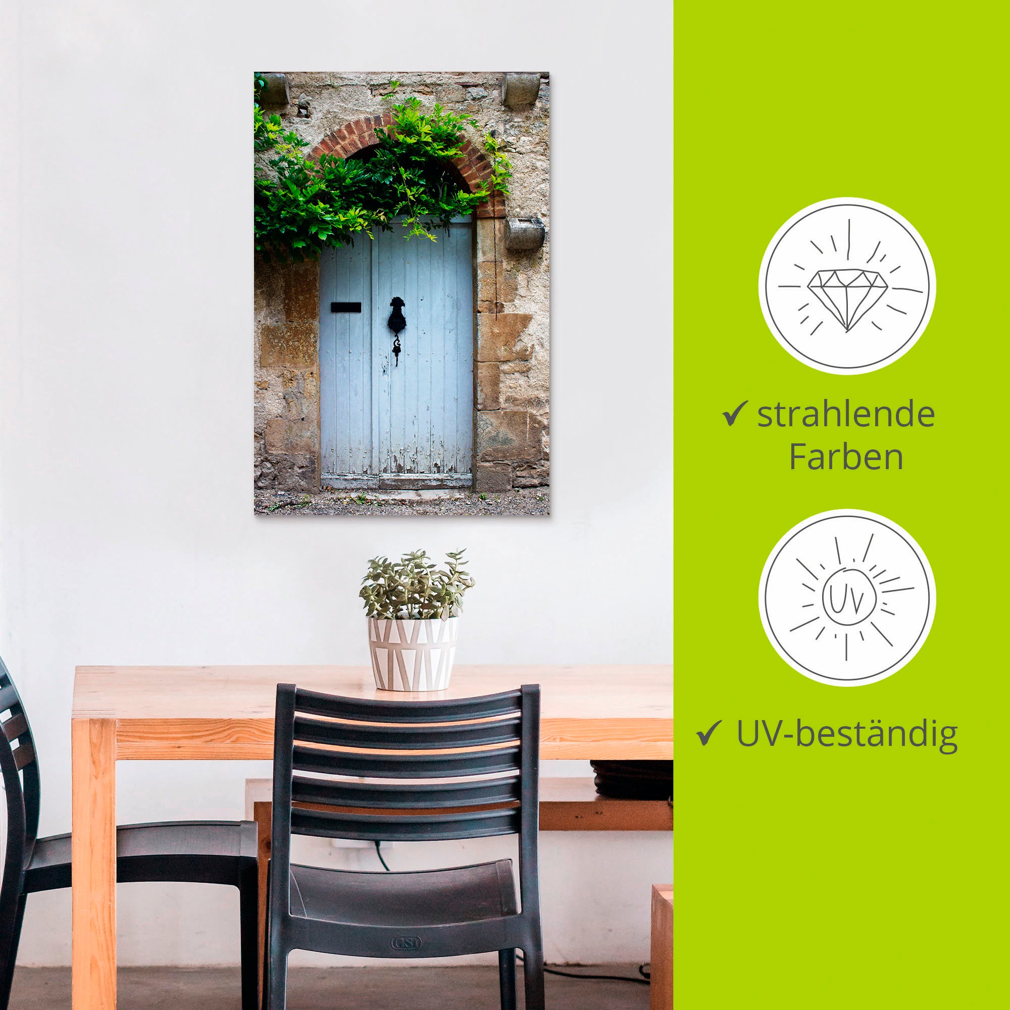 Artland Wandbild »Alte Tür in Südfrankreich«, Fenster & Türen, (1 St.), als Alubild, Outdoorbild, Leinwandbild, Poster in verschied. Größen