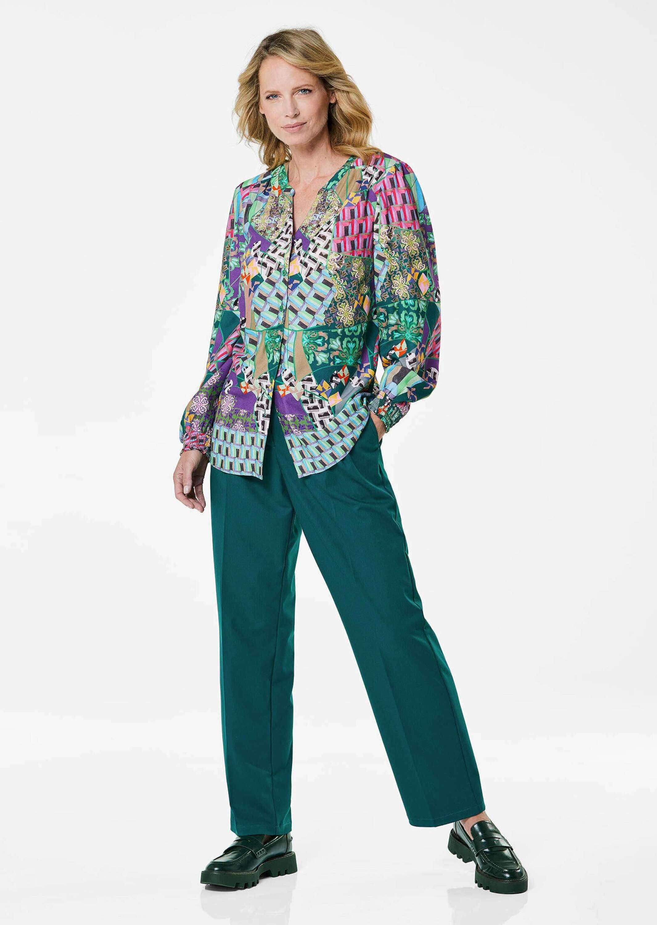 Goldner Patchwork Blouse Dark Green 42 3