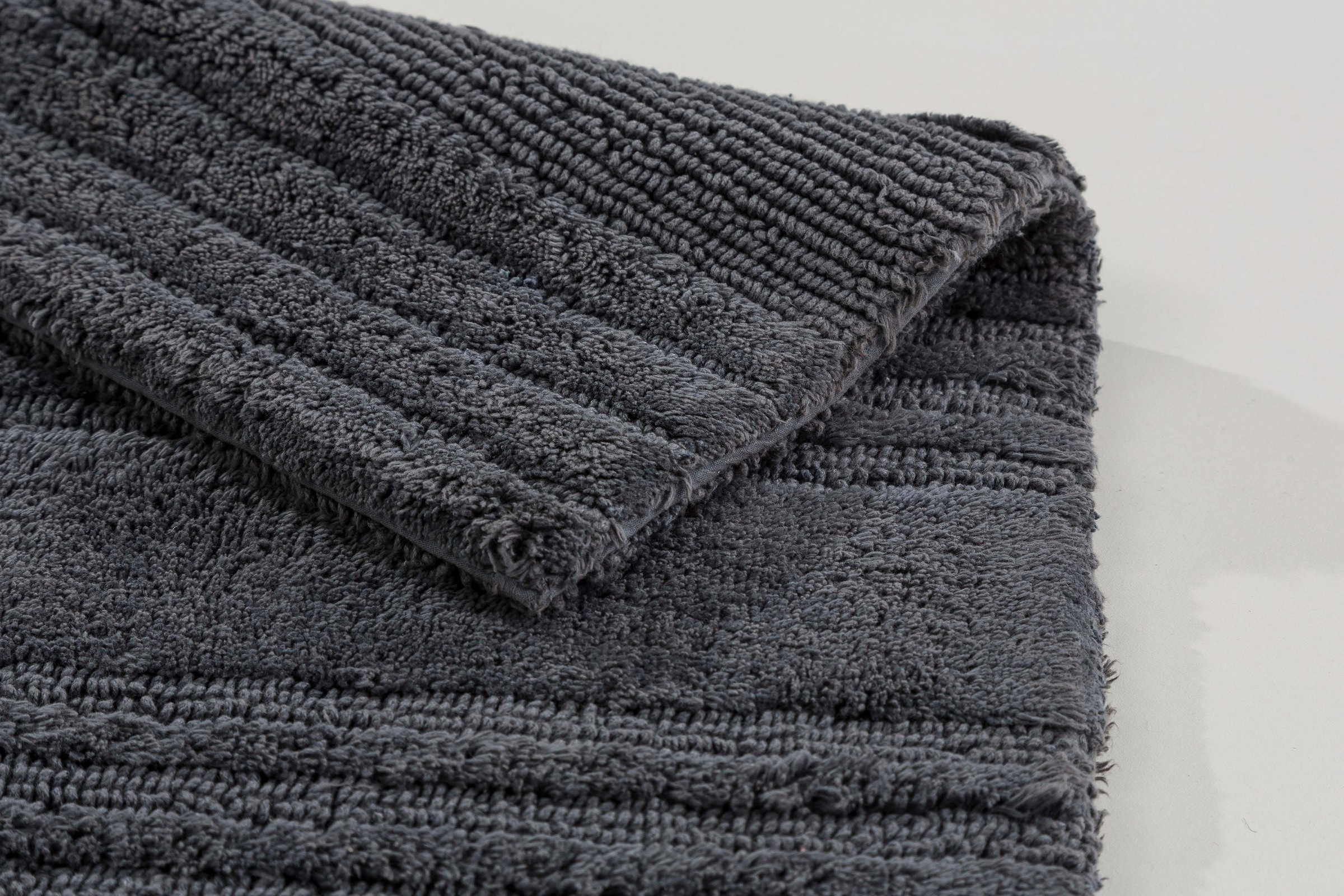 Badematte "Bahamas Streifen" Gr. 2, grau (anthrazit), H:30mm, Baumwolle, SCHÖNER WOHNEN-KOLLEKTION, Badematten, Badematte, waschbar, Streifen Design, Badezimmerteppich, Baumwolle 3