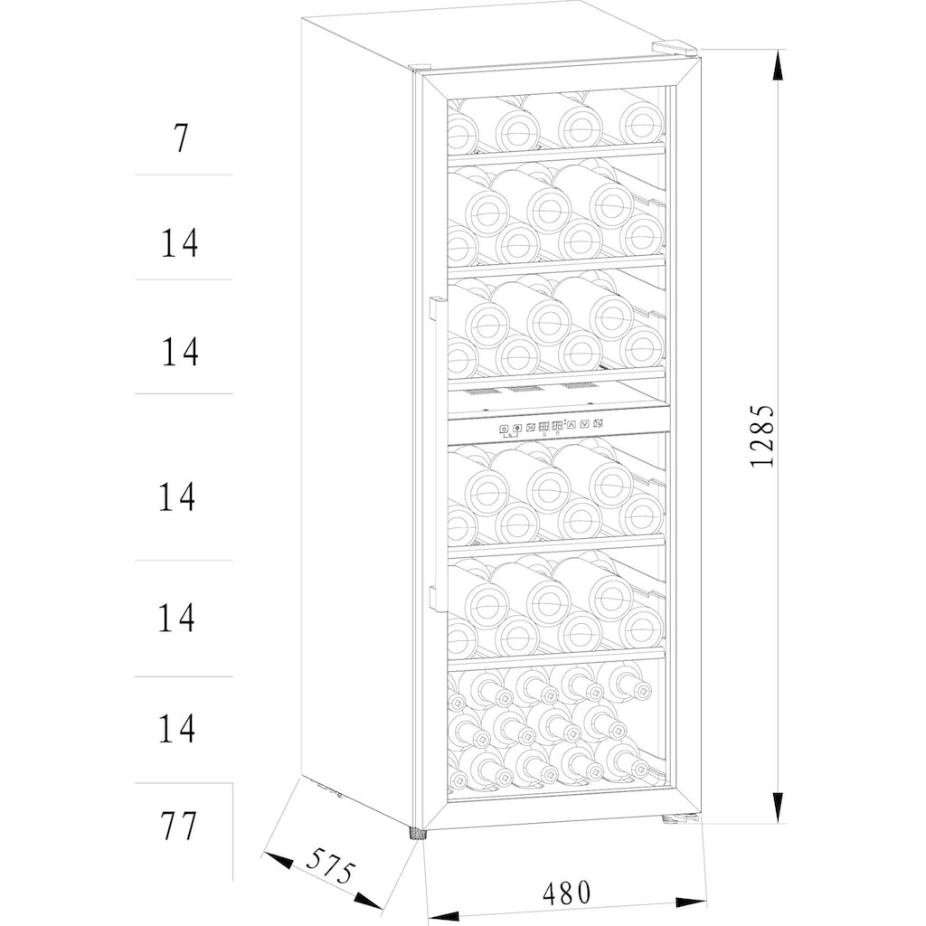 Hanseatic Weinkühlschrank »HWC77GCIA«, für 77 Standardflaschen á 075l