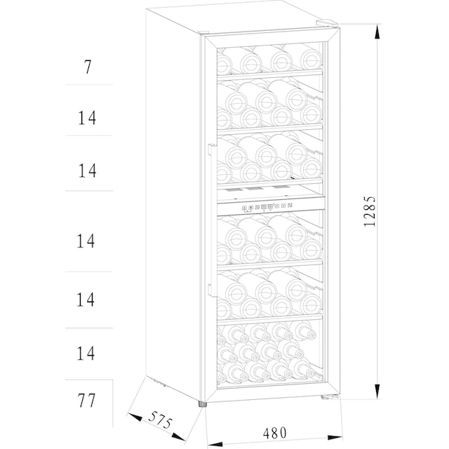 Weinkühlschrank | Hanseatic für 77 per Standardflaschen 075l Rechnung á »HWC77GCIA«, BAUR