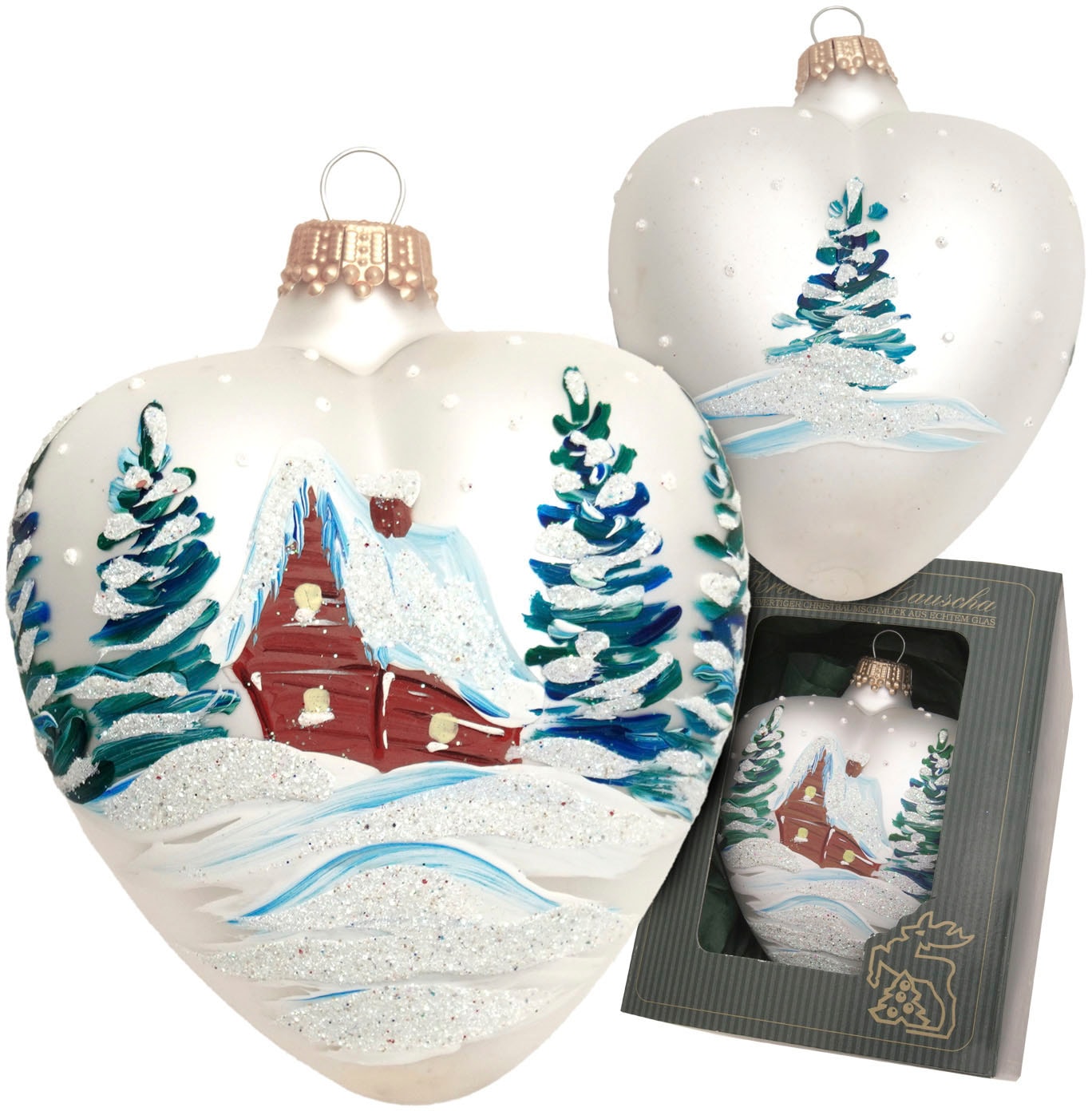 Christbaumschmuck »Herz mit verschneitem Haus«, (Packung, 1 tlg.), Christbaumschmuck...