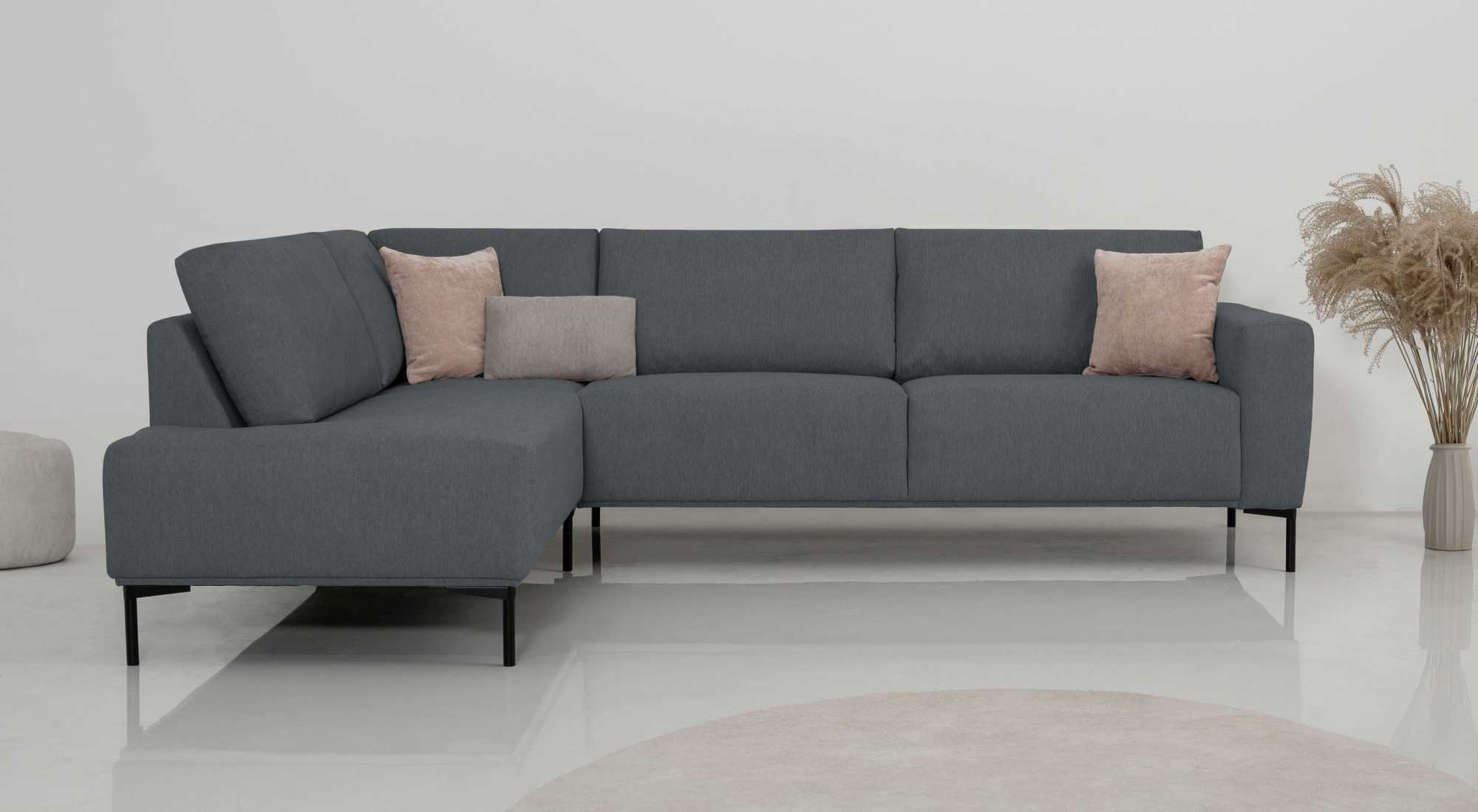 OTTO home Ecksofa "Melby" Breite 275 cm, in einem weichen Struktur Stoff, lose Rückenkissen