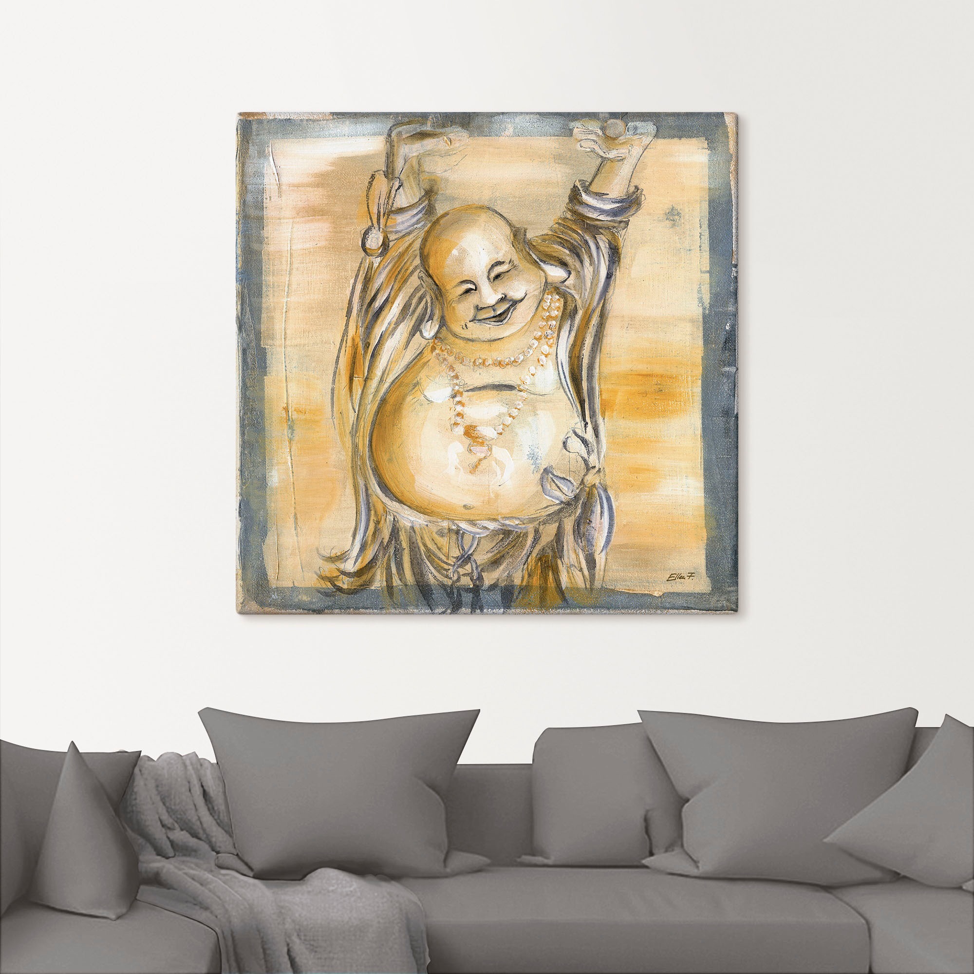 Thumbnail - Artland Wandbild "Fröhlicher Buddha II" Religion 1 Stk. tlg. als Leinwandbild, Poster in verschied. Größen