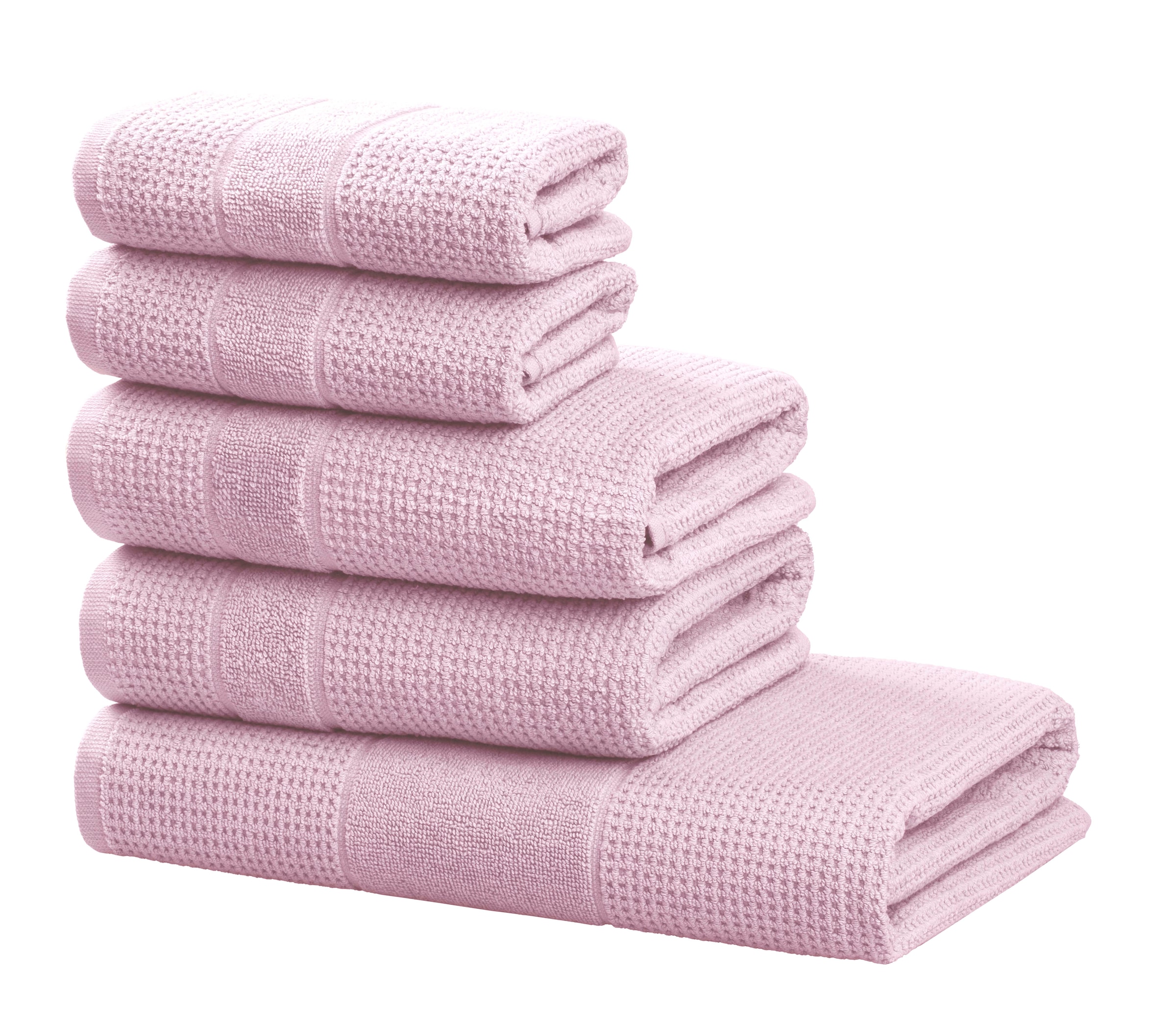 OTTO home Handtuch Set "Kimi, Duschtuch, Handtücher und Gästetücher" Set 5 Walkfrottee 100% Baumwolle, einfarbig, weich, mit Bordüre, besondere Struktur