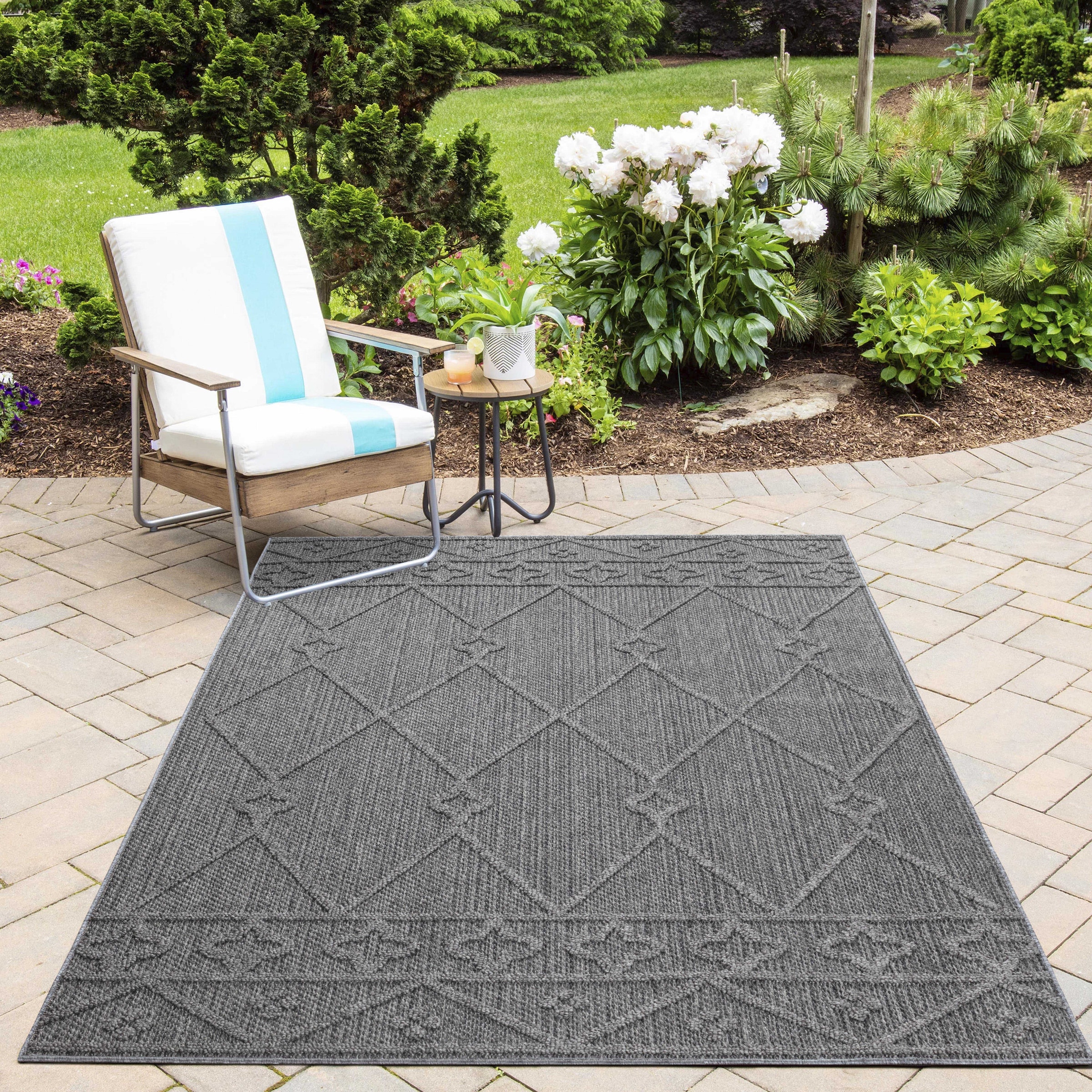 Outdoorteppich AYYILDIZ TEPPICHE "PATARA 4955", grau, B:160cm H:8mm L:230cm, Polypropylen, Teppiche, Outdoorteppich, Läufer / Pflegeleicht / Strapazierfähig / In- und Outdoor geeignet