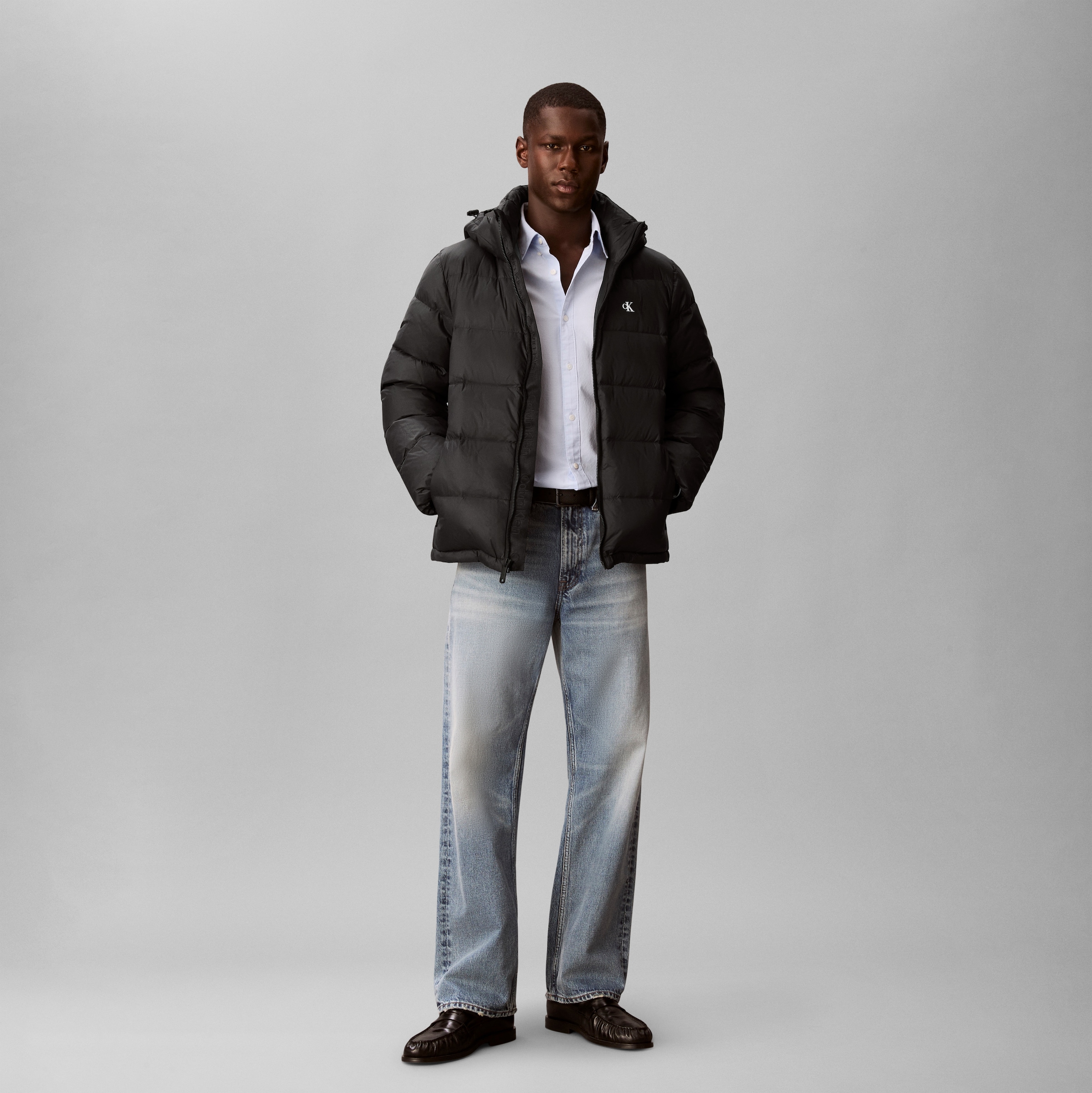 Calvin Klein Steppjacke »LS NYLN ZP OFF HD DW« mit Kapuze Kapuze, Regular Fit, warm wattiert