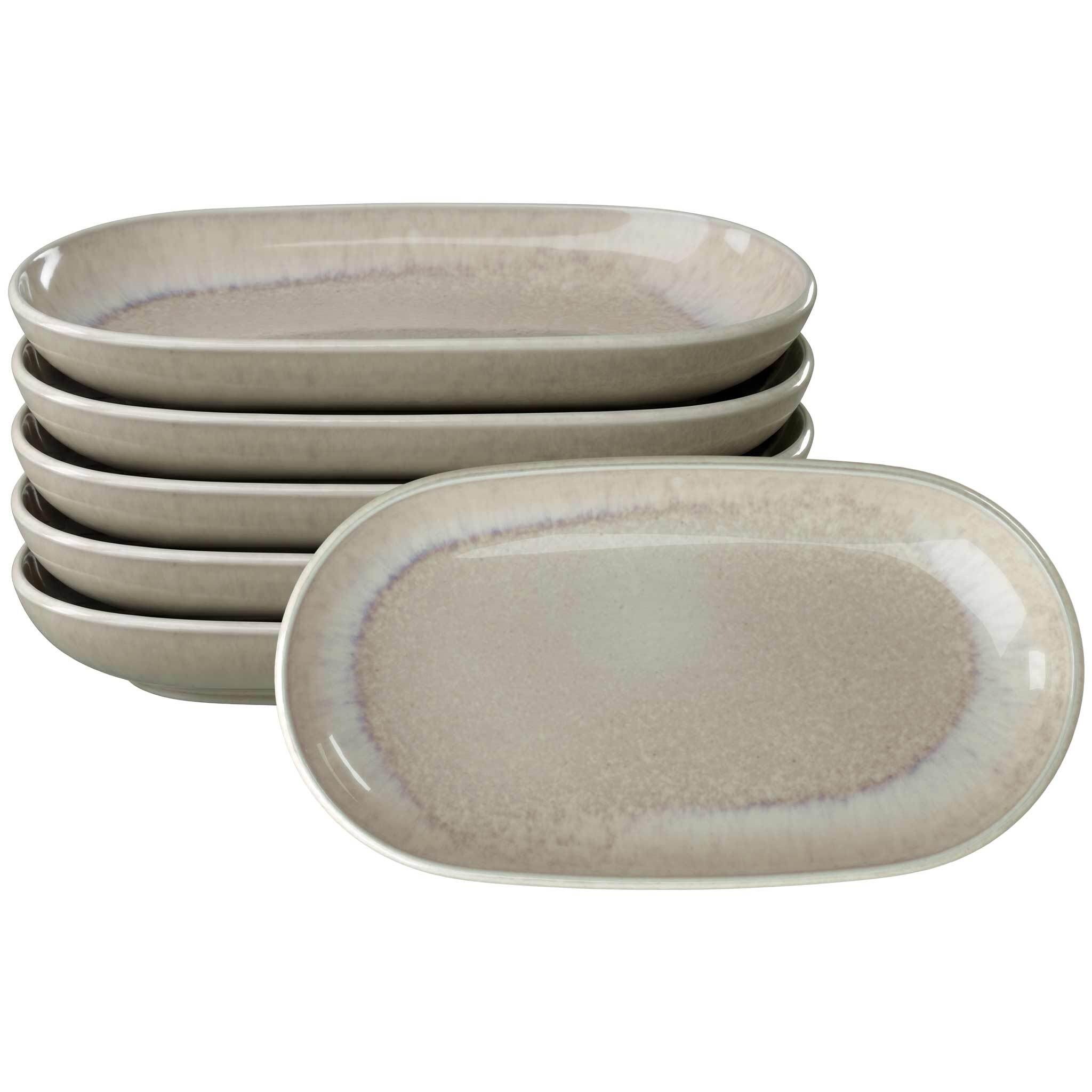 like. by Villeroy & Boch Servierplatte "Servierplatten Perlemor Sand 23 x 12,4 cm 6er Set beige" Spülmaschinengeeignet, Mikrowellengeeignet