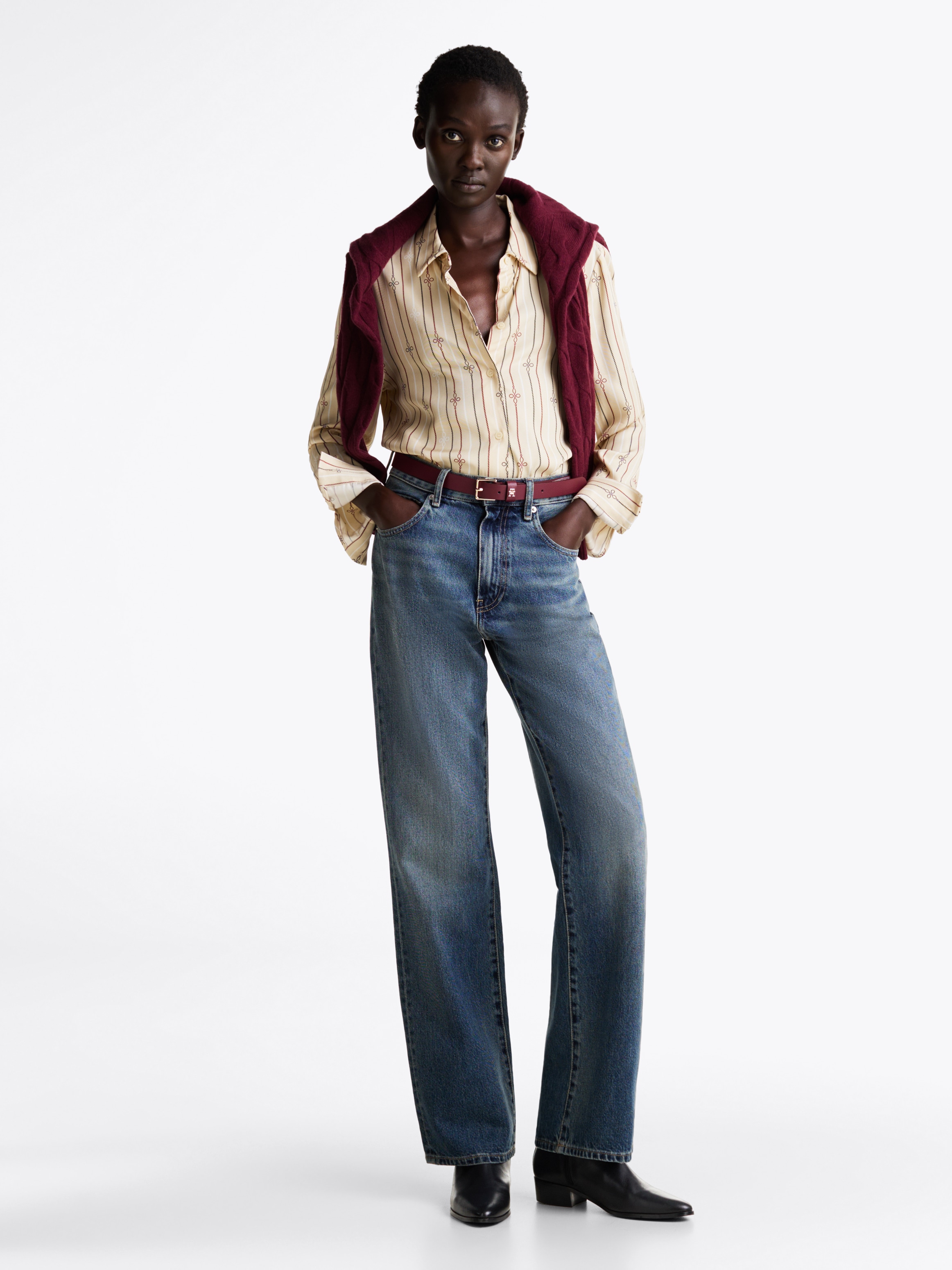 Tommy Hilfiger Stiefelette »LOW COWBOY FLAT LEATHER«, Basic, Blockabsatz, Businesschuh in schmaler Form