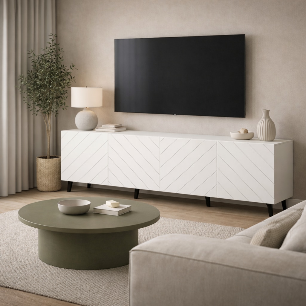 OTTO home Lowboard »HOLLY 2.0, TV-Board, TV-Kommode, TV-Schrank, TV-Unterschrank, TV-Möbel« Modernes lackiertes Hochglanz TV-Board, grifflos, Breite 200 cm