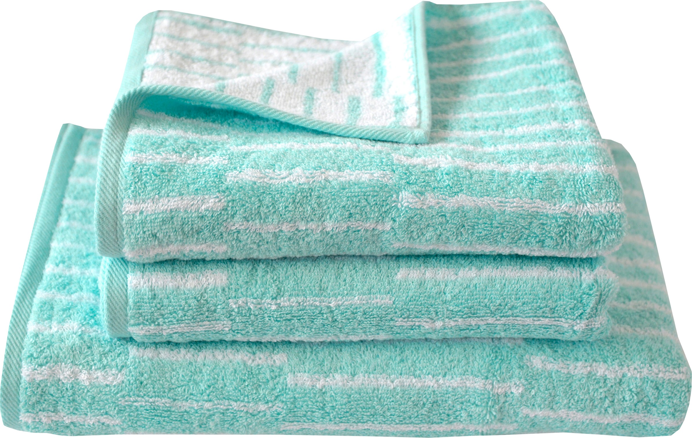 Dyckhoff Handtuch Set "Cool Mint Panels" Set 3 Stk. Walkfrottier 2 Handtüch günstig online kaufen