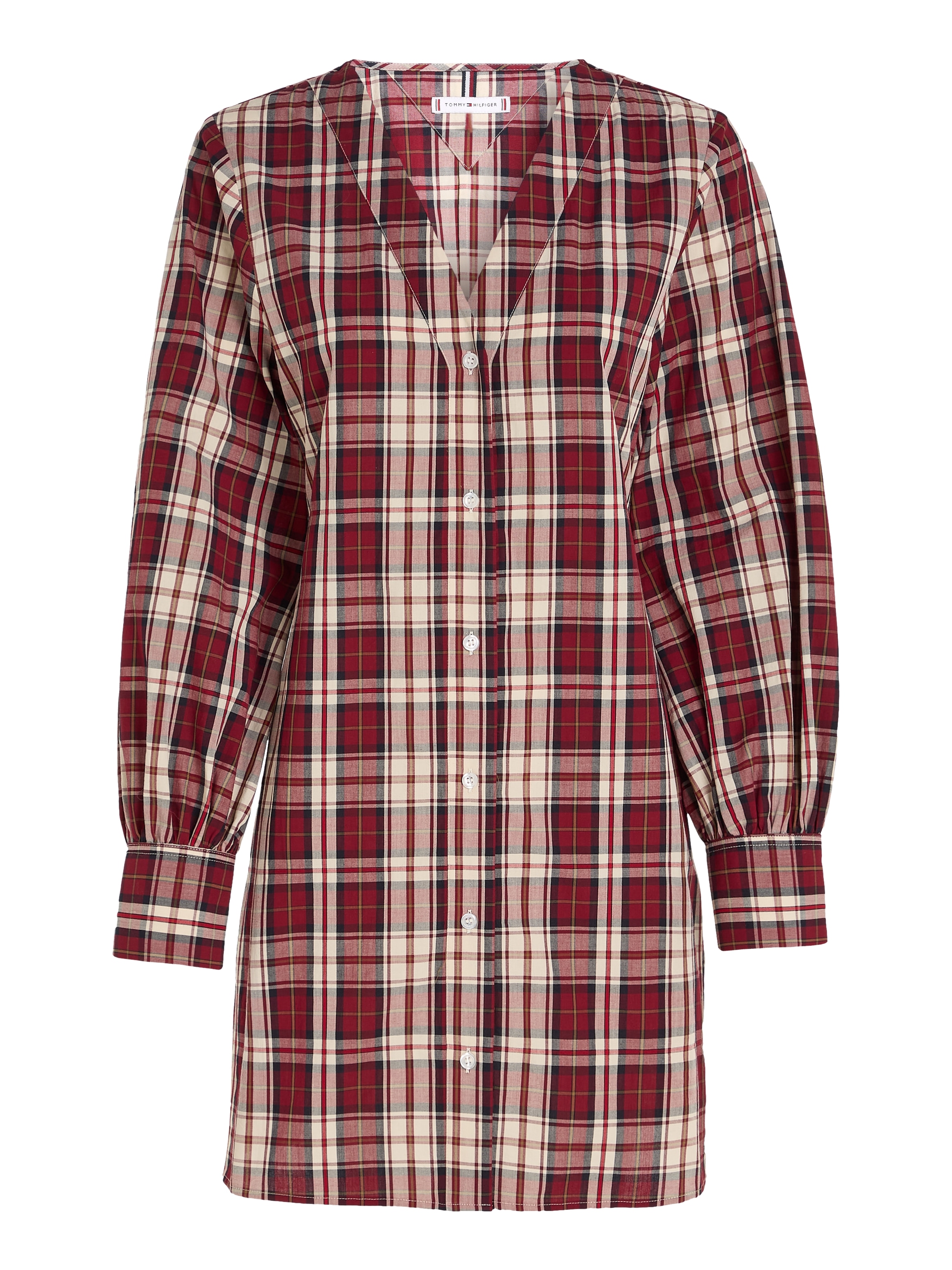 Tommy Hilfiger Blusenkleid »TARTAN CO V-NECK SHIRT DRESS«, mit 2-Knopf-Manschetten