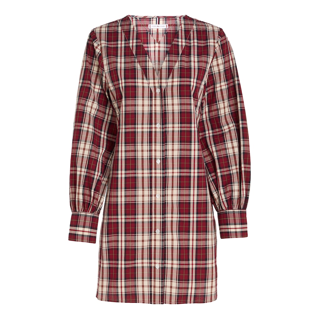 Tommy Hilfiger Blusenkleid »TARTAN CO V-NECK SHIRT DRESS«, mit 2-Knopf-Manschetten