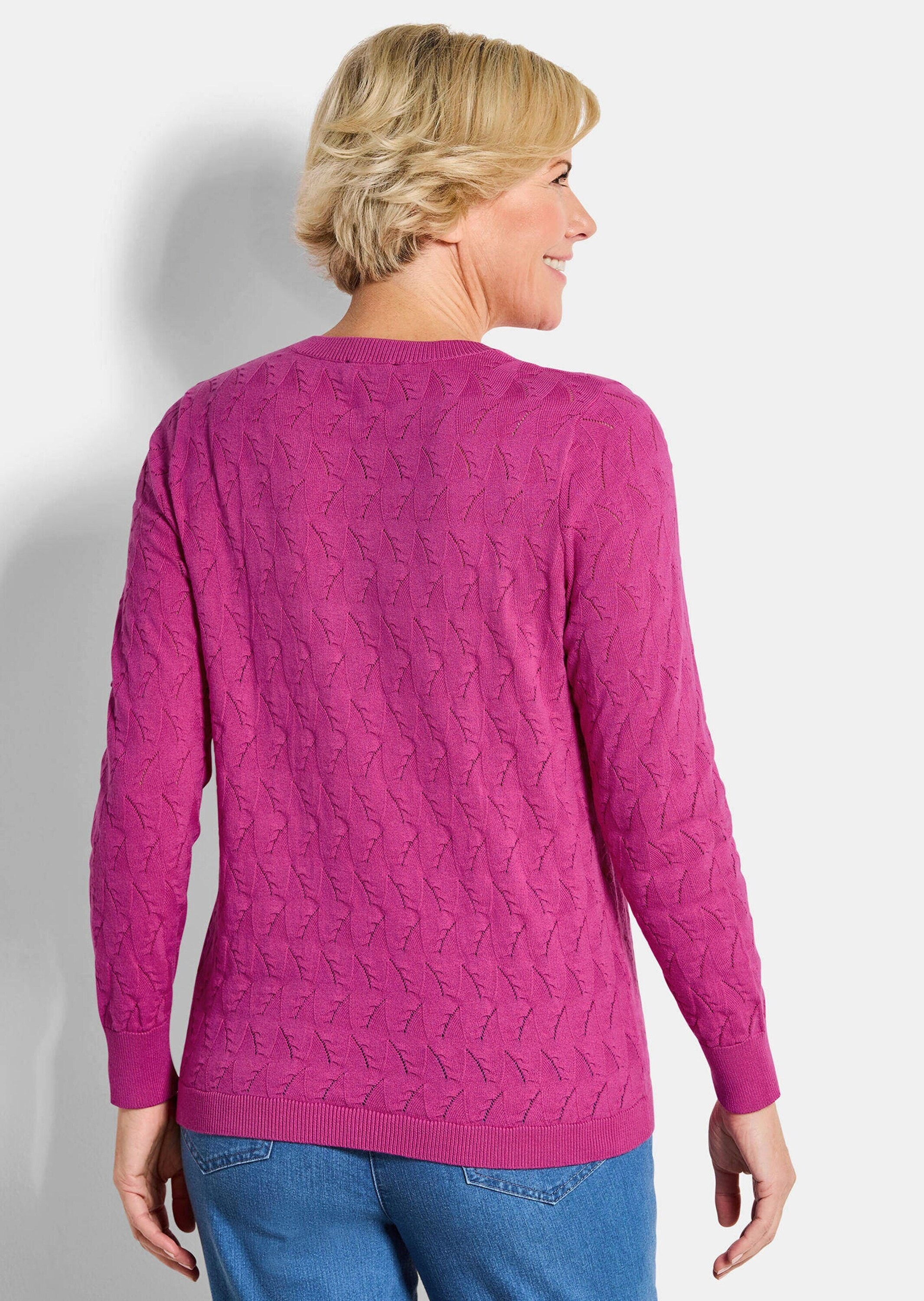 GOLDNER Rundhalspullover »Baumwollpullover mit Zick-Zack-Muster« moderner Wellenstrick