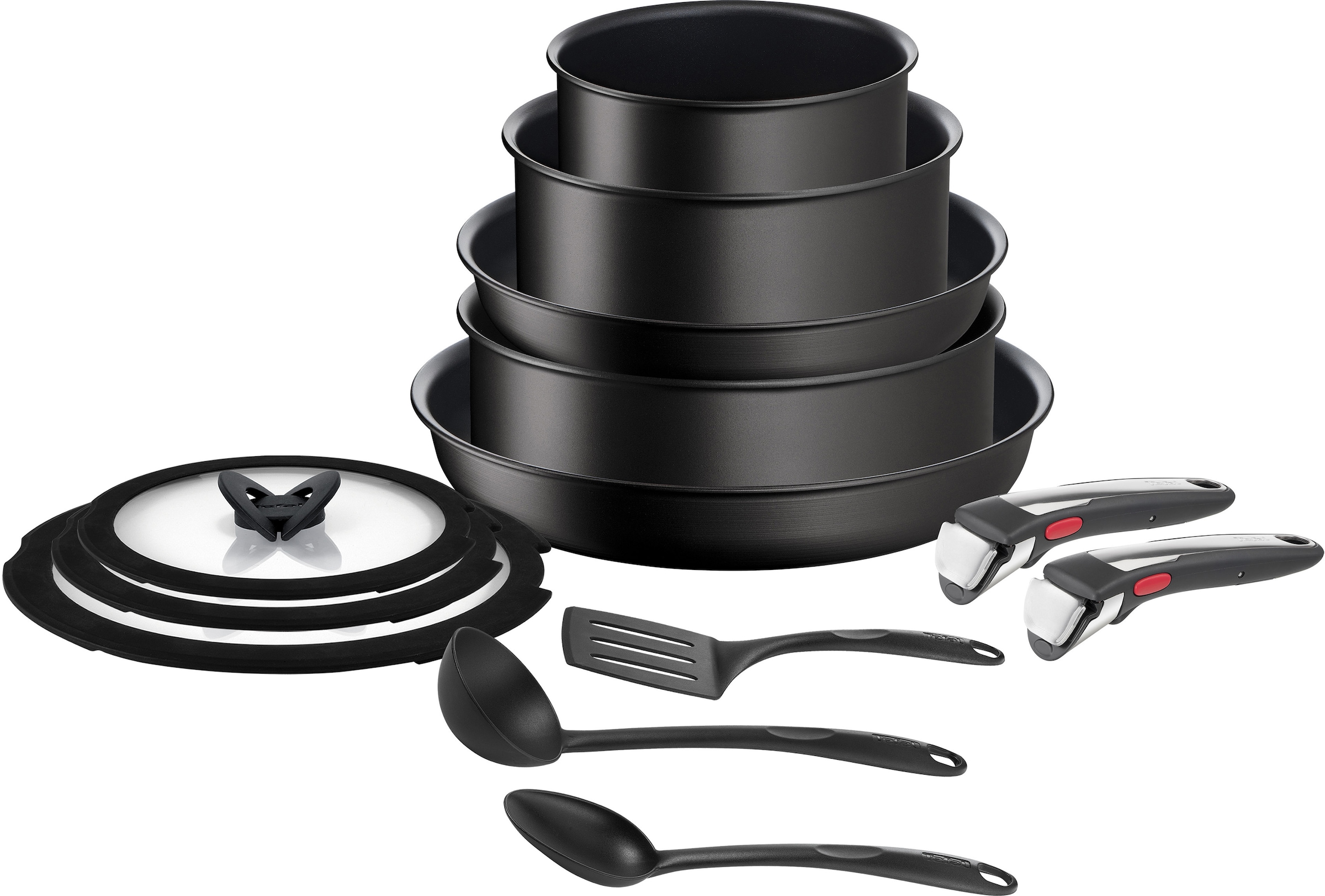 Tefal Topf-Set "Ingenio Unlimited On Pfannen und Töpfe induktionsgeeignet, Antihaft", Aluminium, (Set, 13 tlg., Kasserol