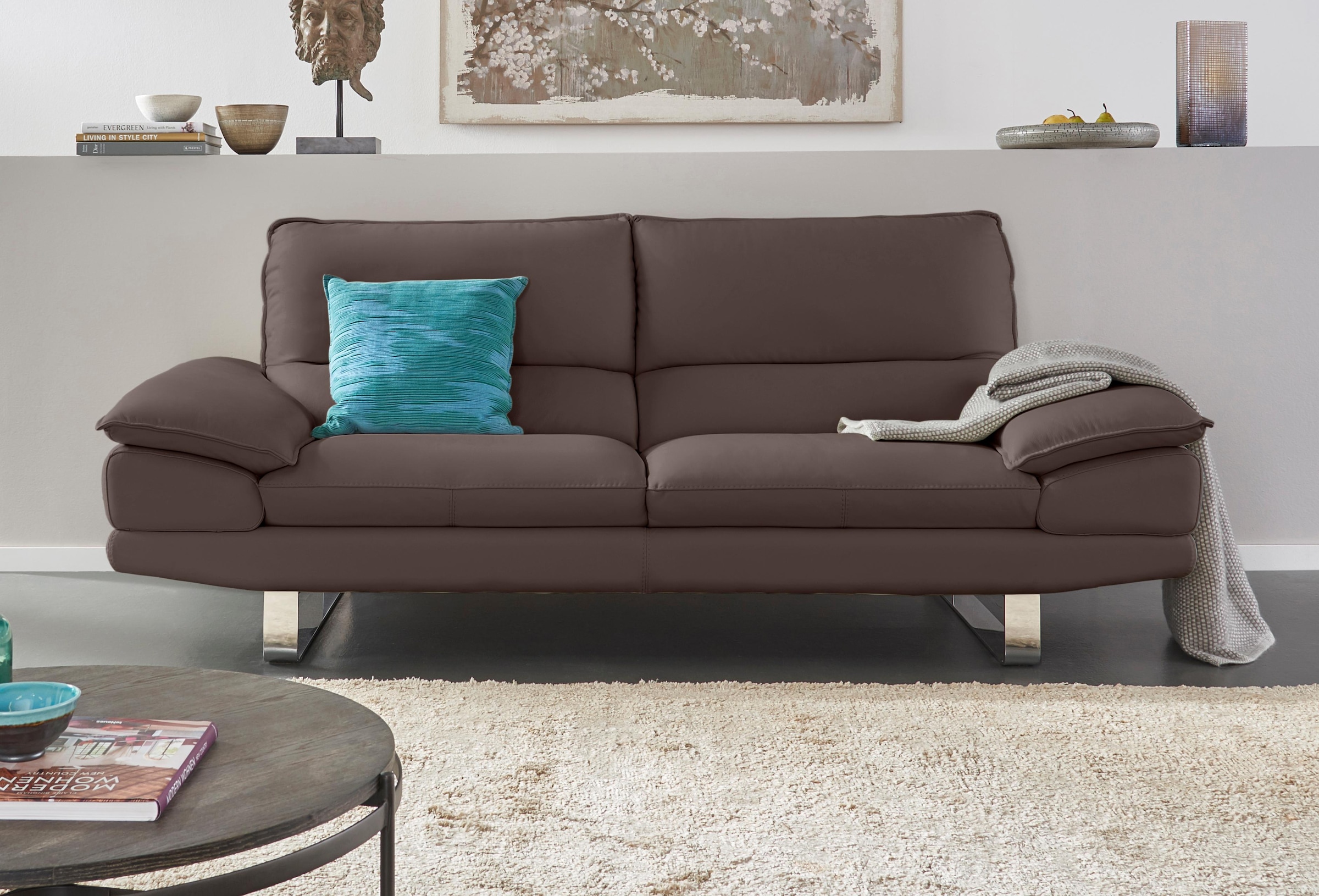 CALIA ITALIA 3-Sitzer "Dave, Sitzkomfort der Extraklasse, tolle Details" Designsofa auf Kufenfuß, in zwei Lederqualitäten