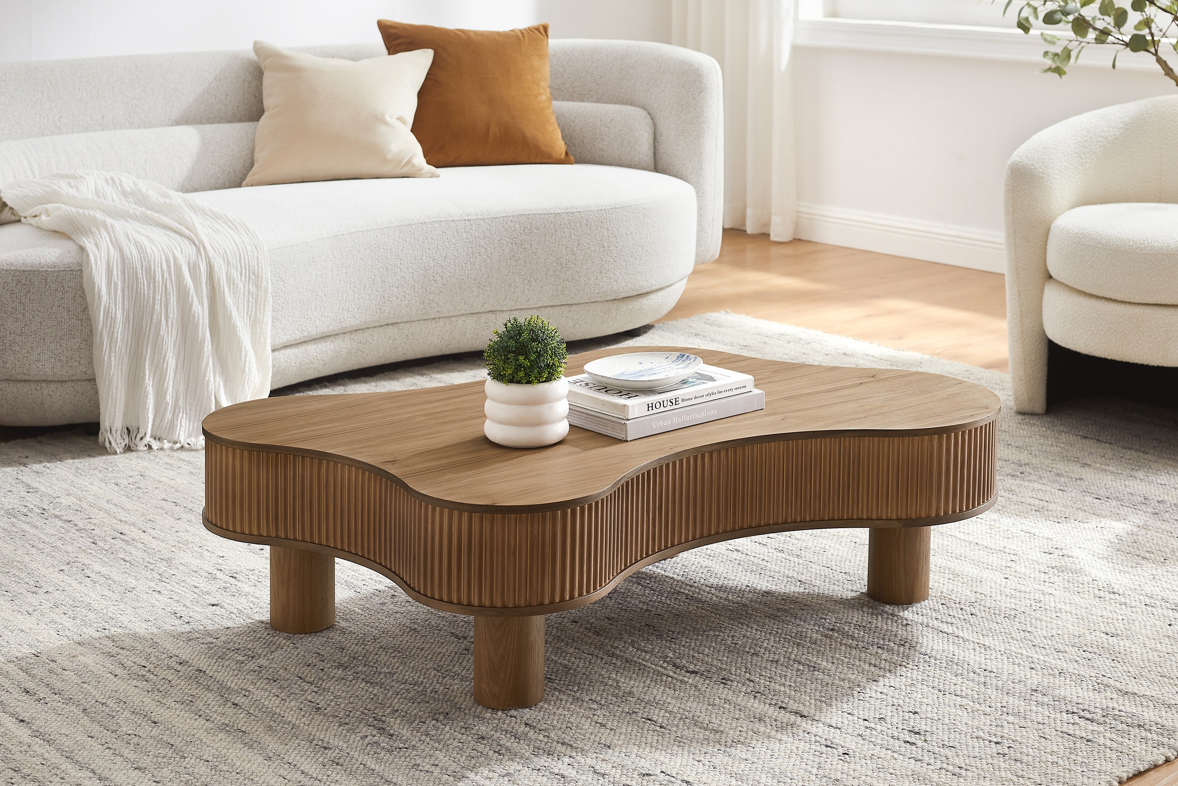 SalesFever Couchtisch "Wohnzimmertisch organisch mit Massivholz-Lamellen 11 günstig online kaufen