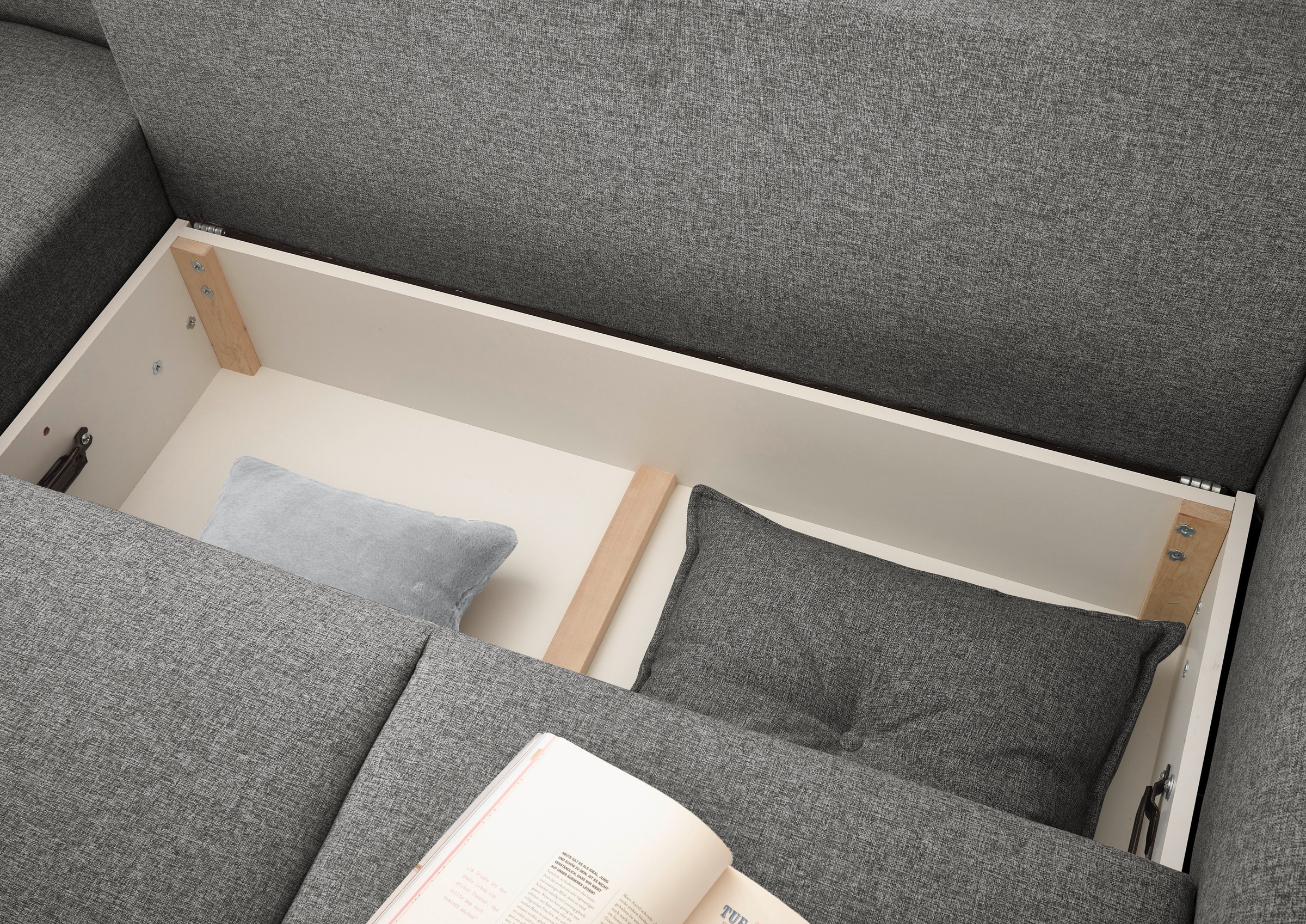 ED EXCITING DESIGN Ecksofa »Pamplona L-Form«, mit Bettfunktion, Bettkasten & Zierkissen
