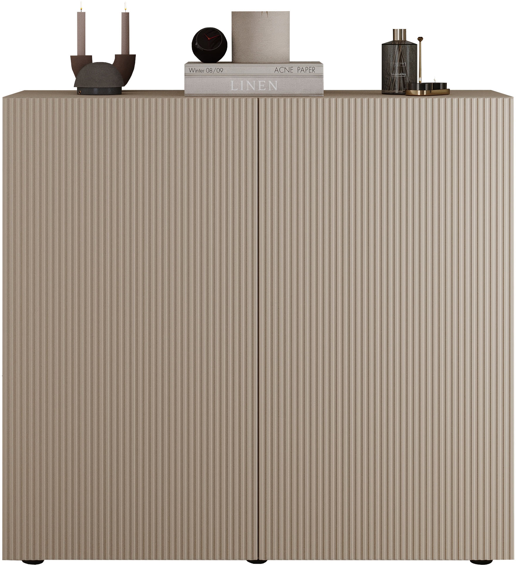 INOSIGN Highboard »Rio Höhe 111 cm u. Breite 120 cm, Kommode mit 2 Türen,«, geriffelte Front, modern u. elegant, viel Stauraum