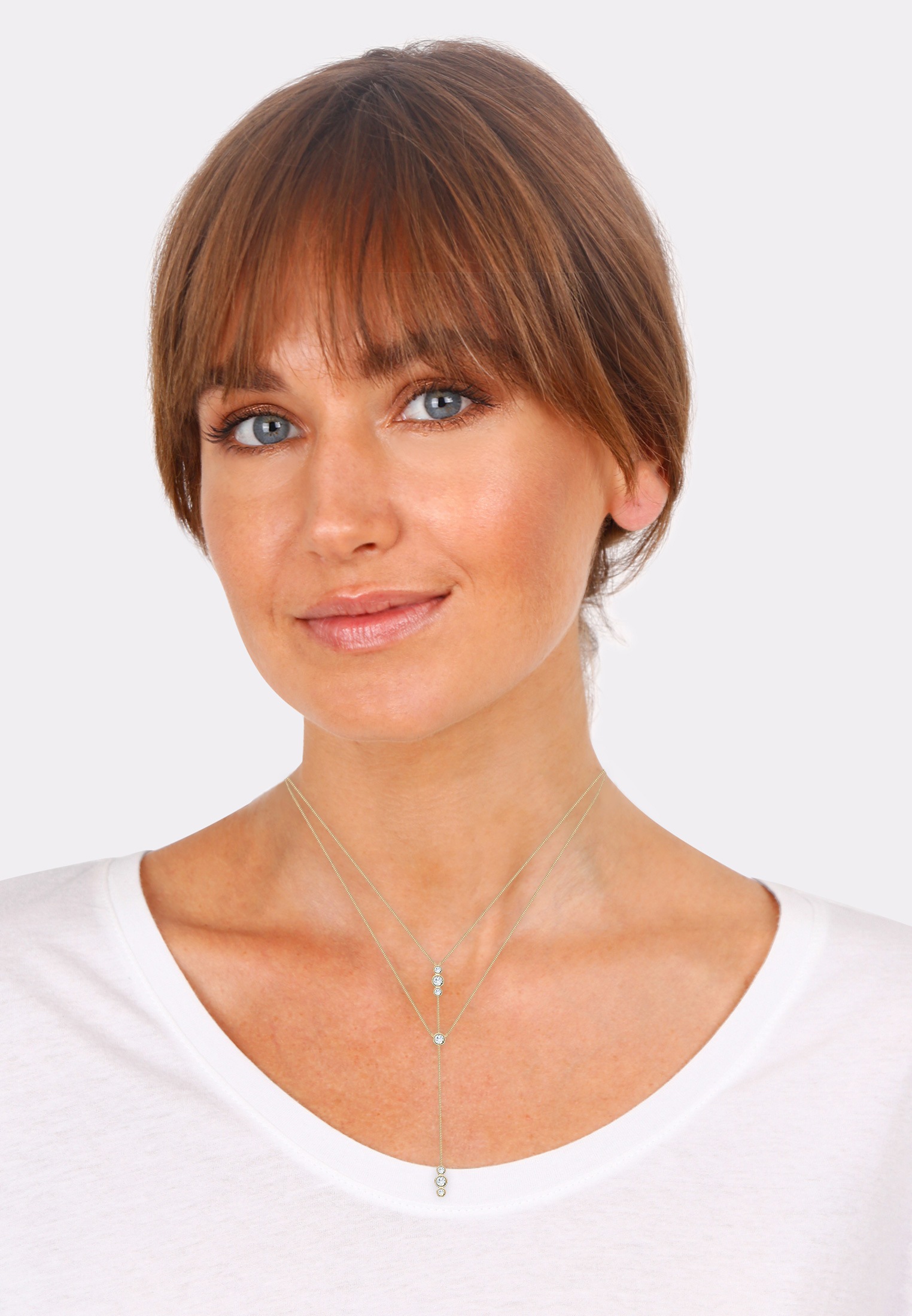 Elli Gliederkette »Y-Kette Layer und Kristalle 925 Silber« GU8376