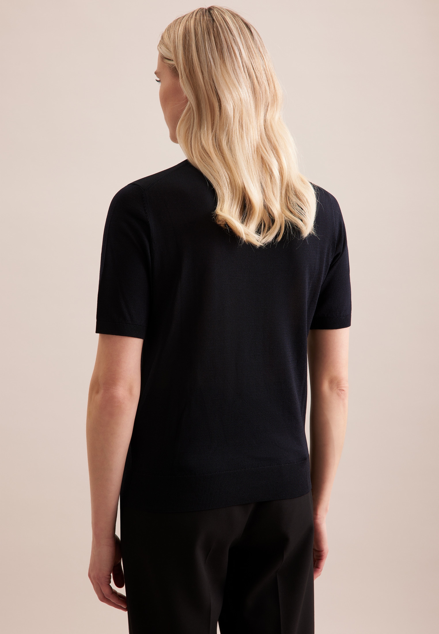 seidensticker Strickpullover »Schwarze Rose«, Kurzarm Rundhals