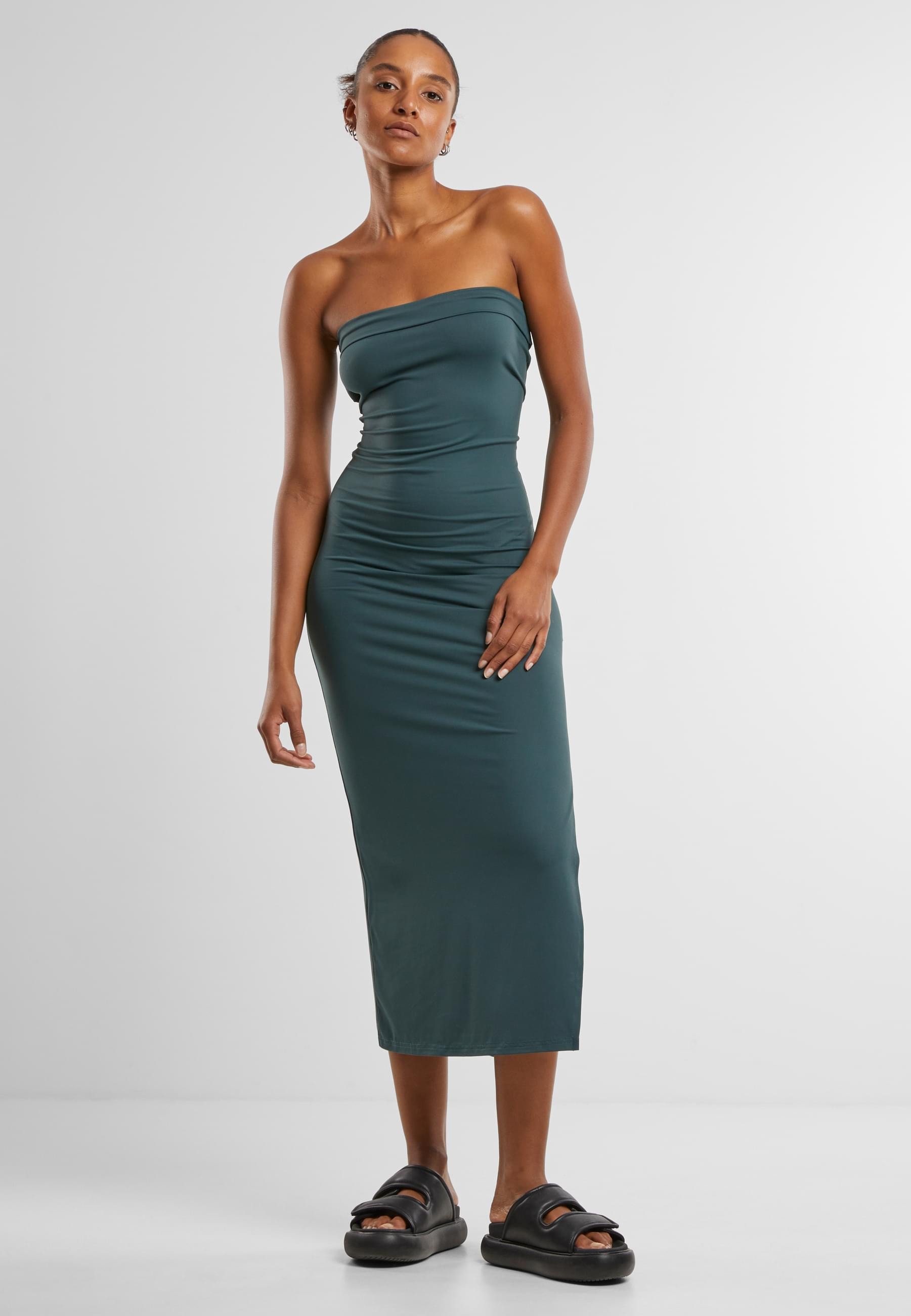 URBAN CLASSICS Shirtkleid »Urban Classics Ladies Bandeau Midi Dress«, (1 tlg.)