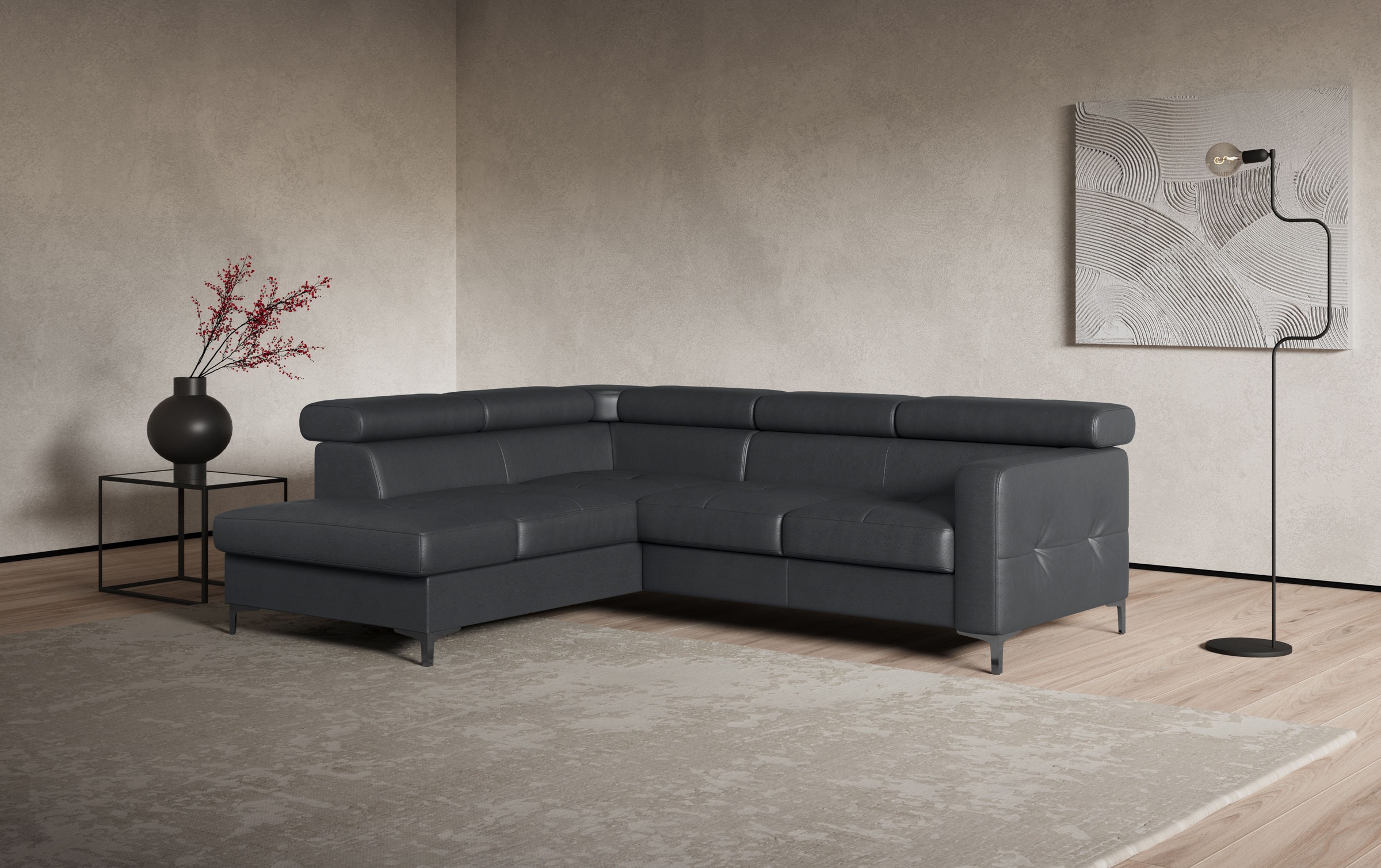 COTTA Ecksofa "Sammy L-Form" mit Kopfteilverstellung, wahlweise mit Schlaffunktion & Bettkasten