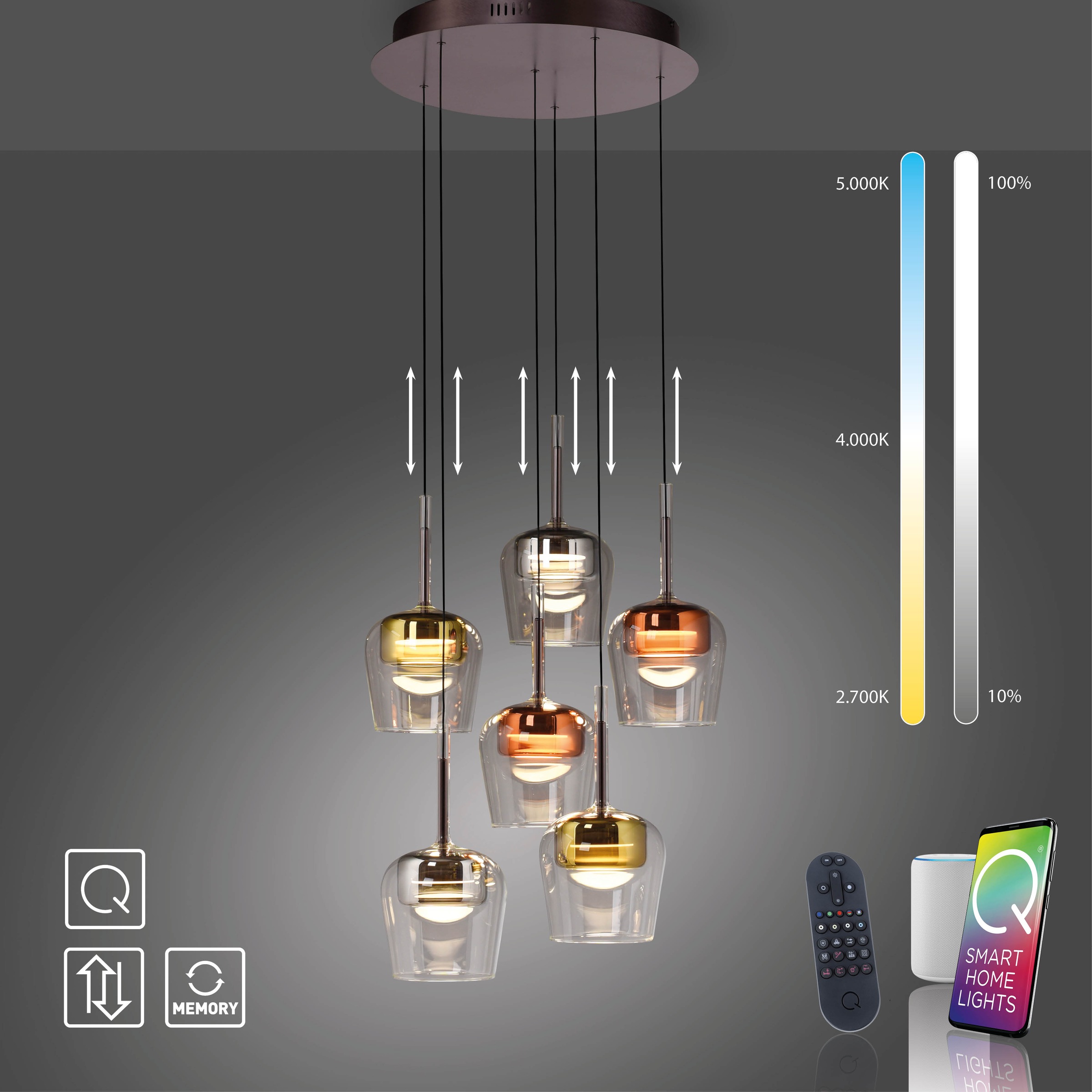 Neuhaus Q SMART HOME LIGHTS LED Pendelleuchte »Q-KON« LED-Board 1 Stk. warmweiß - kaltweiß