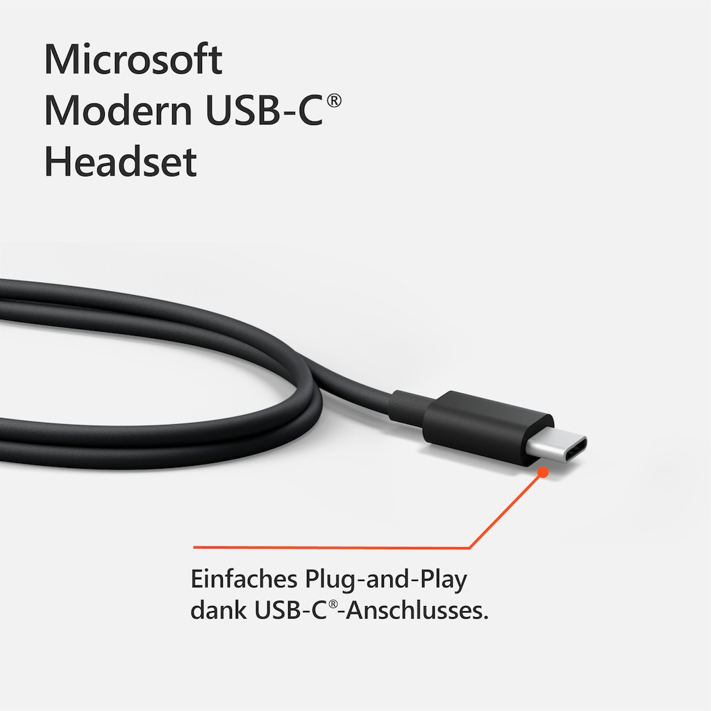 Microsoft On-Ear-Kopfhörer »Modern USB-C Headset«, Noise-Cancelling-integrierte Steuerung für Anrufe und Musik