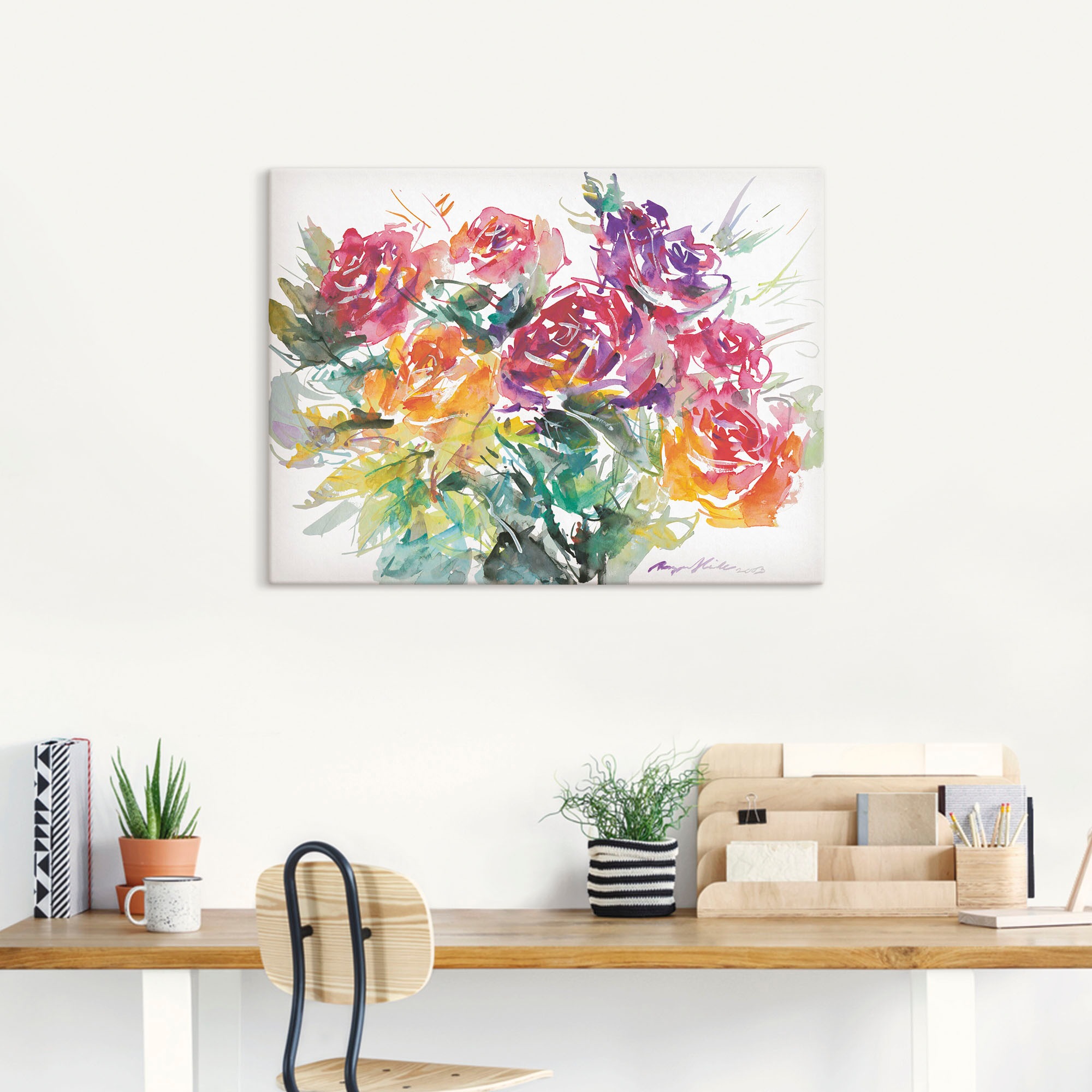 Artland Wandbild »Rosenstrauß«, Blumen, (1 St.), als Leinwandbild, Poster in verschied. Größen