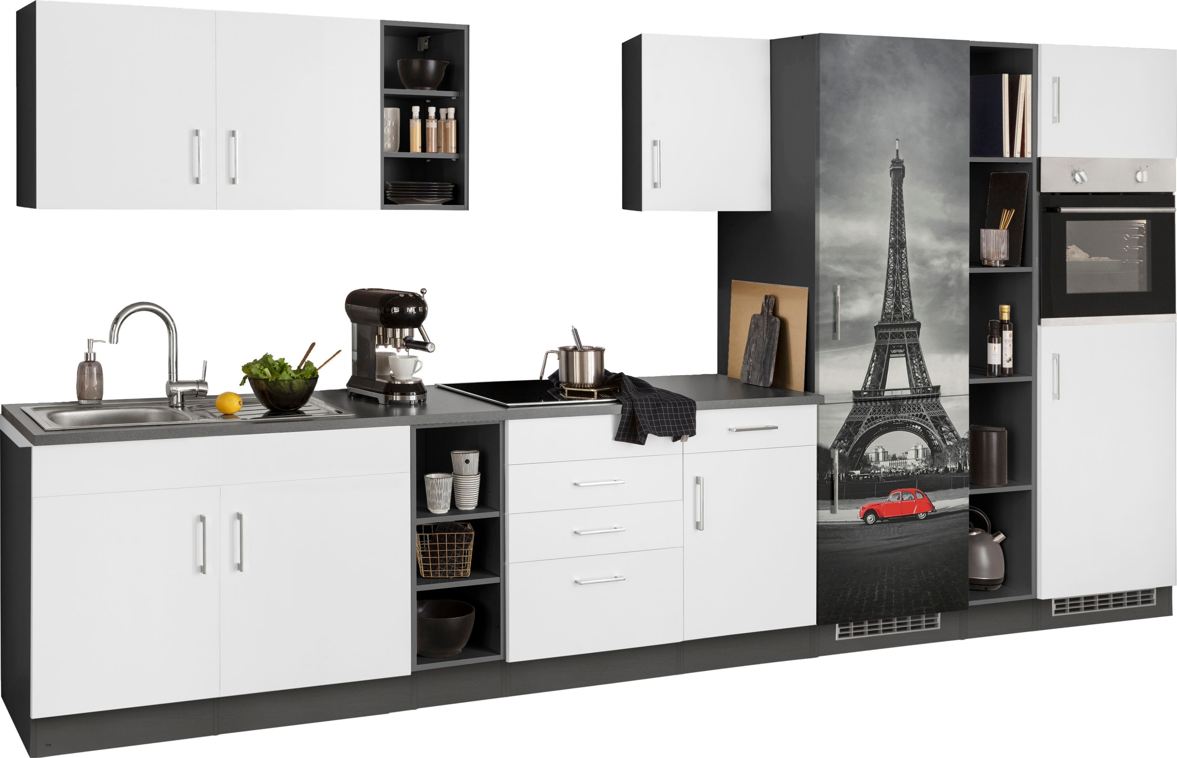 Thumbnail - KOCHSTATION Küchenzeile "KS-Paris – Küchen mit einzigartigen Fotomotiven auf den Fronten" Breite 390 cm, wahlweise mit E...