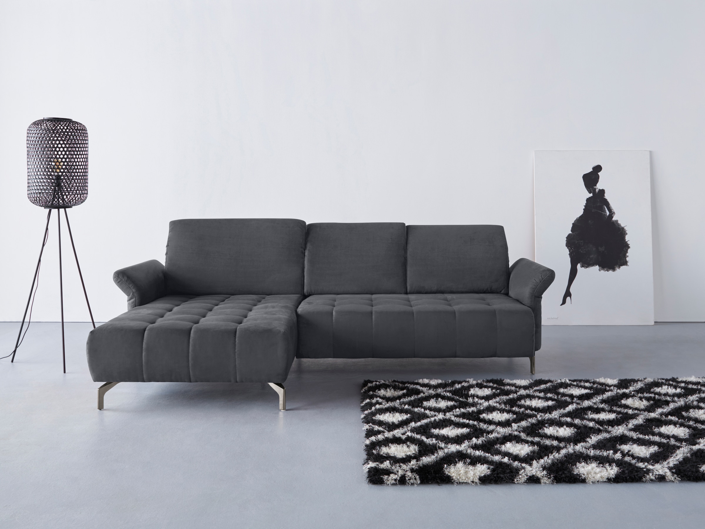 OTTO home Ecksofa "Fresh L-Form" Federkern, wahlweise Kopfteilverstellung und motorischer Vorziehsitz