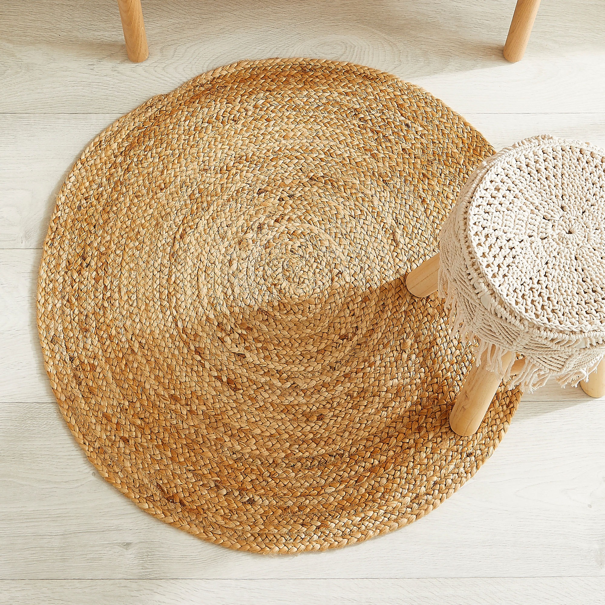 LUXOR living Teppich »Mamda 2, Juteteppich« rund 6 mm Höhe Flachgewebe, handgeflochten, Flecht Design, Naturfaser, Boho-Style