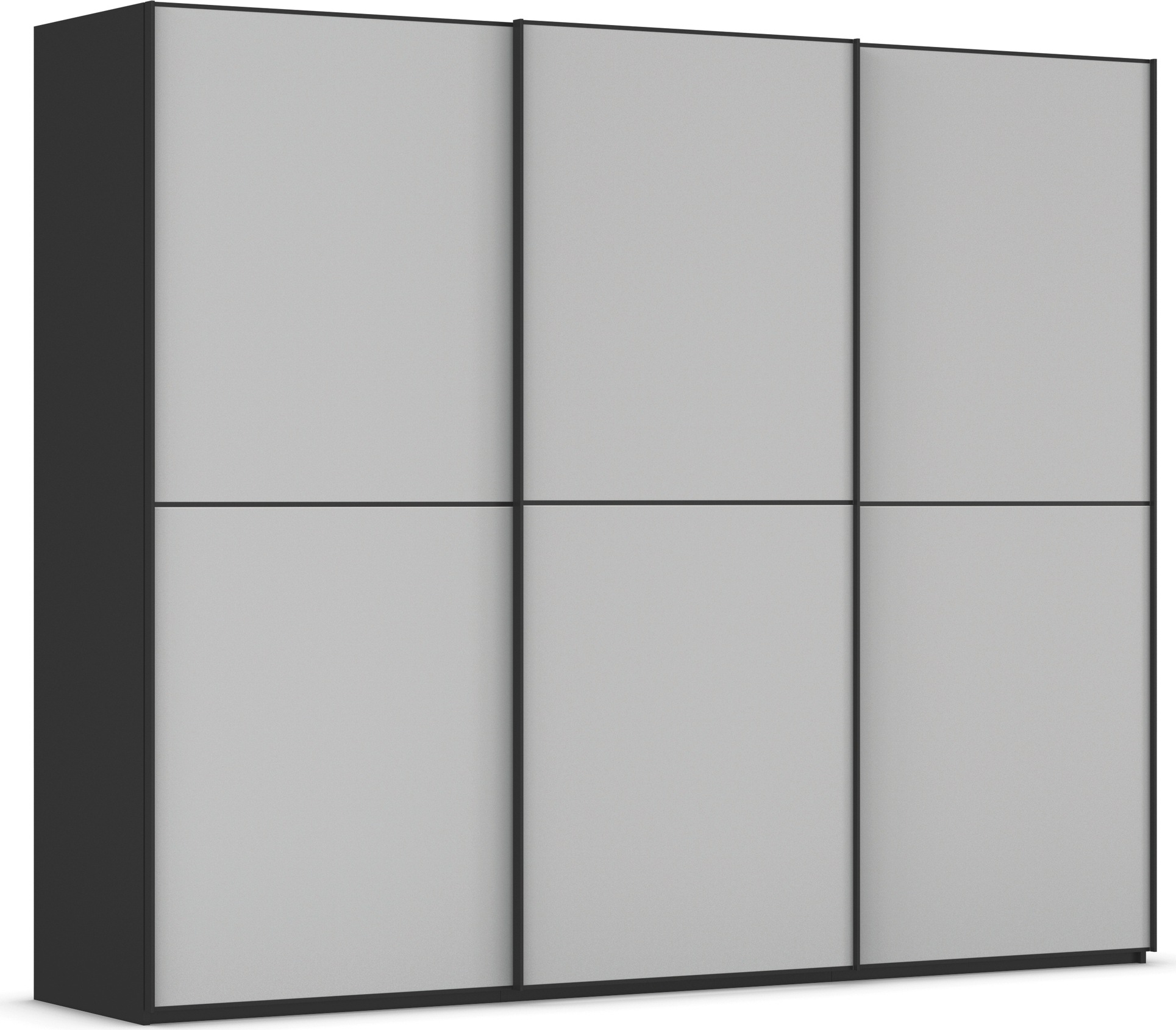 rauch Schwebetürenschrank "Kleiderschrank Schrank Garderobe Schlafzimmerschrank SCALE-DUO" edle zweigeteilte Türen Glas-Front mit 3 Zierleisten MADE IN GERMANY