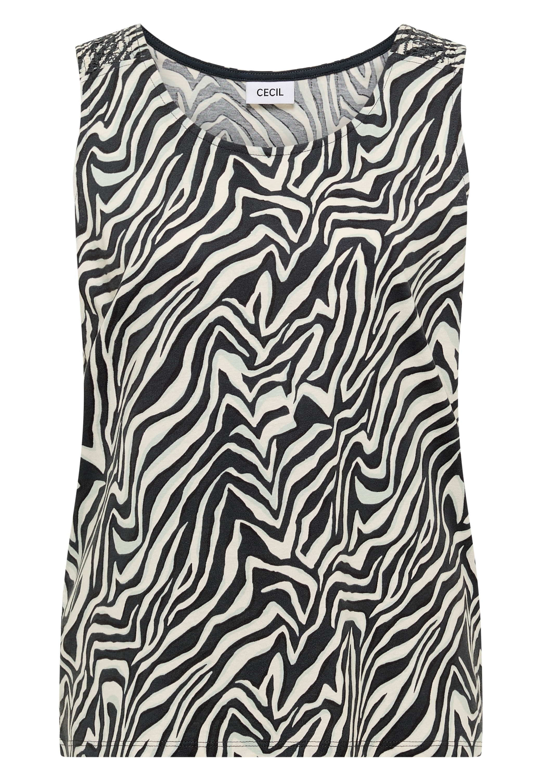 Cecil Shirttop Sommertop, Baumwolle, mit Smokdetail