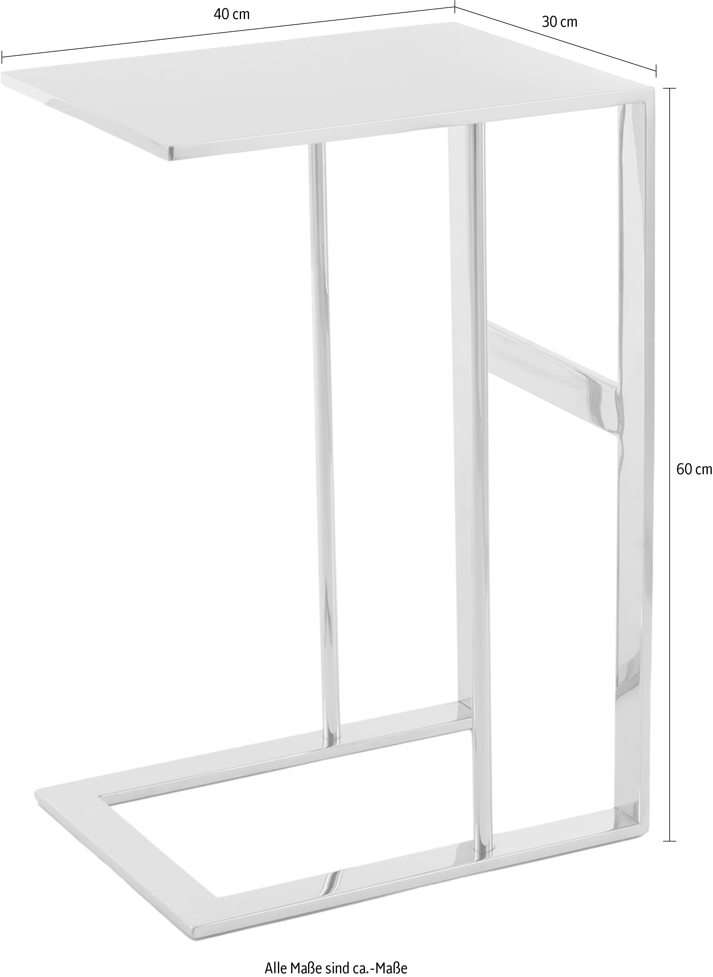 Kayoom Beistelltisch »Sten 125, Minimalistischer Stil, Gefertigt aus 100 % Edelstahl«, (1 St.), Minimalistischer Beistellisch in C-Form aus Edelstahl