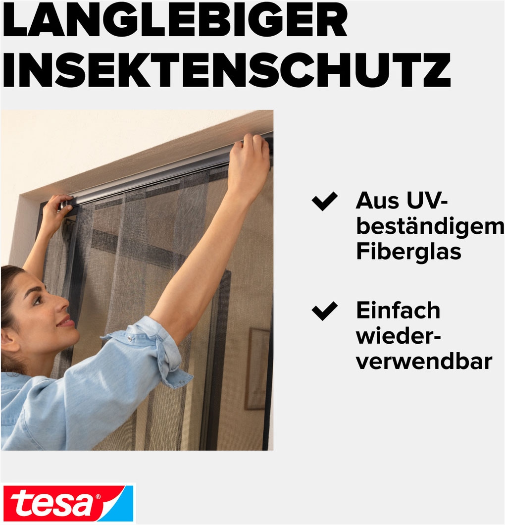 tesa Insektenschutz-Tür »Lamellen Vorhang - Fliegenvorhang für Balkon und Terassentüren« Packung, Fliegennetz, Klettband, 1 Stk. tlg. INSECT STOP Vorhang inkl. Klettverschluss - 95 x 220 cm